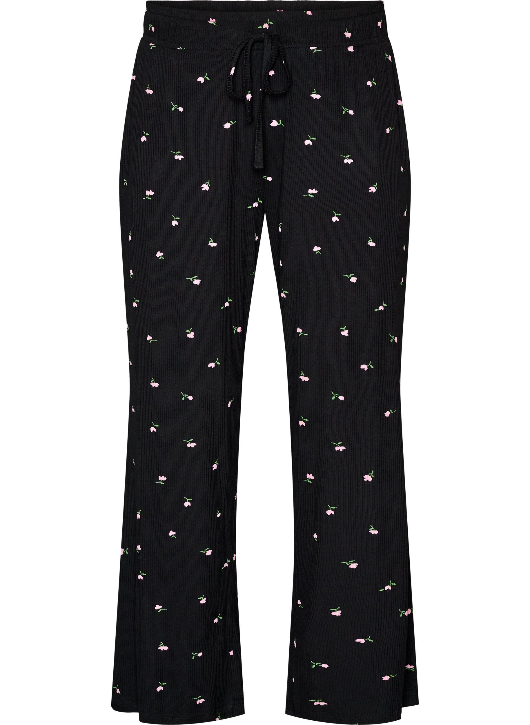 ZizziBas de pyjama c&ocirc;tel&eacute; &agrave; imprim&eacute; floral, Noir, Packshot image number 0