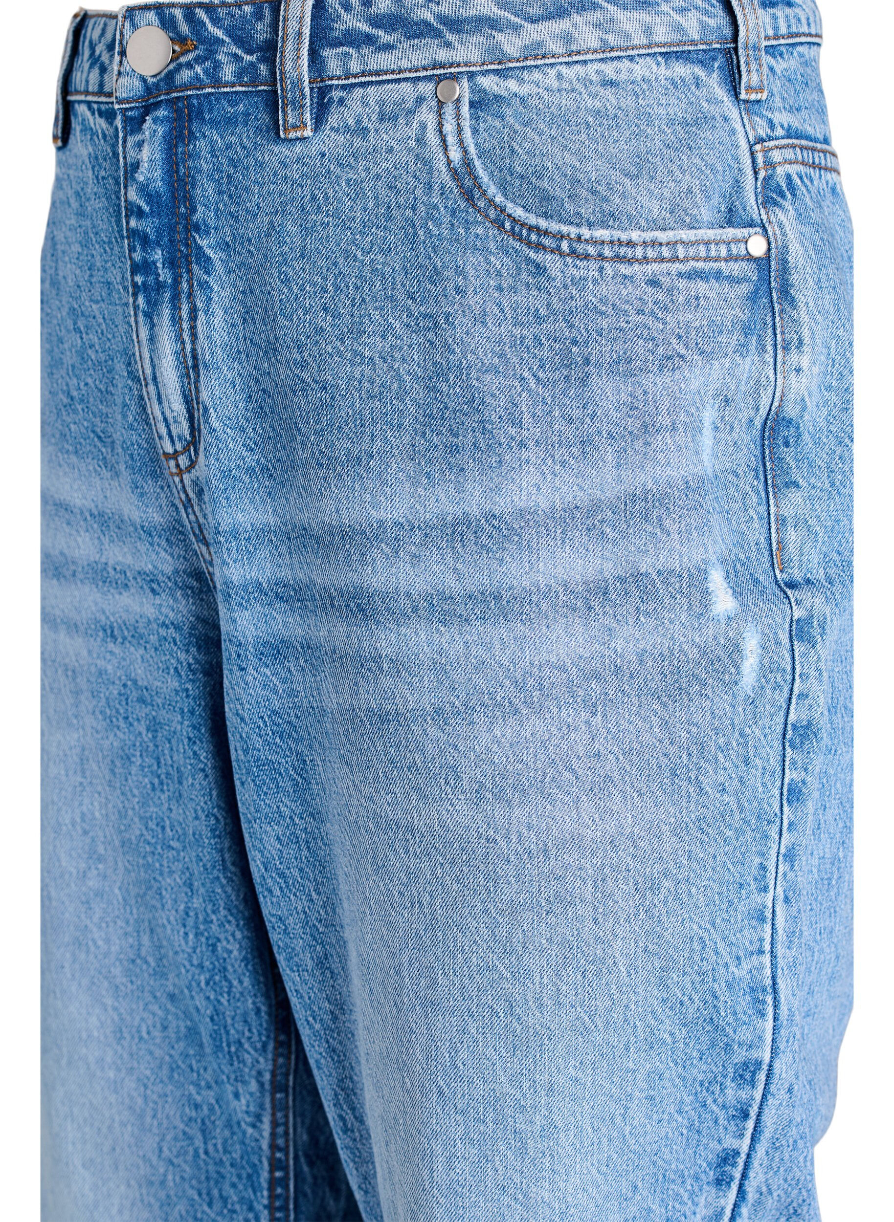 Zizzi High Waist Jeans mit geradem Bein, Blau, Packshot image number 2