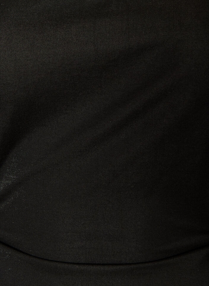 Blouse en m&eacute;lange de coton avec un col en V et un lien &agrave; nouer, Noir, Packshot image number 2