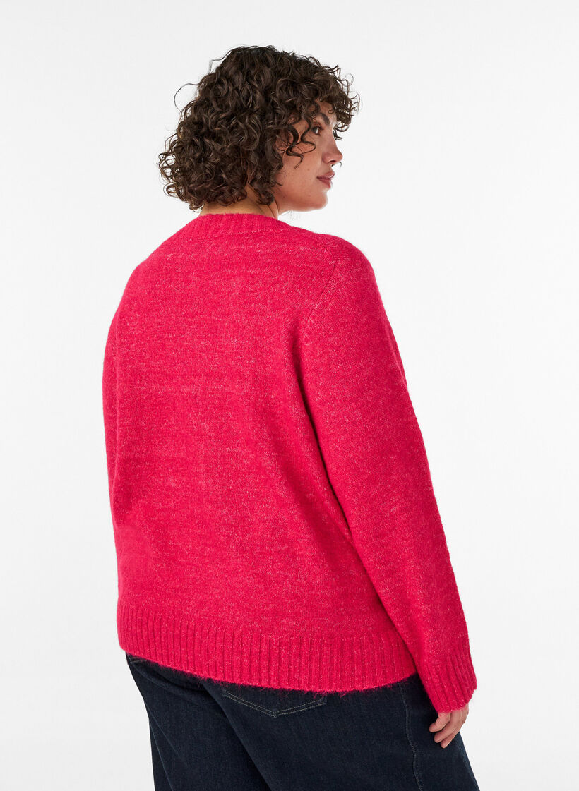 Pullover mit V-Ausschnitt, Pink, Model image number 2