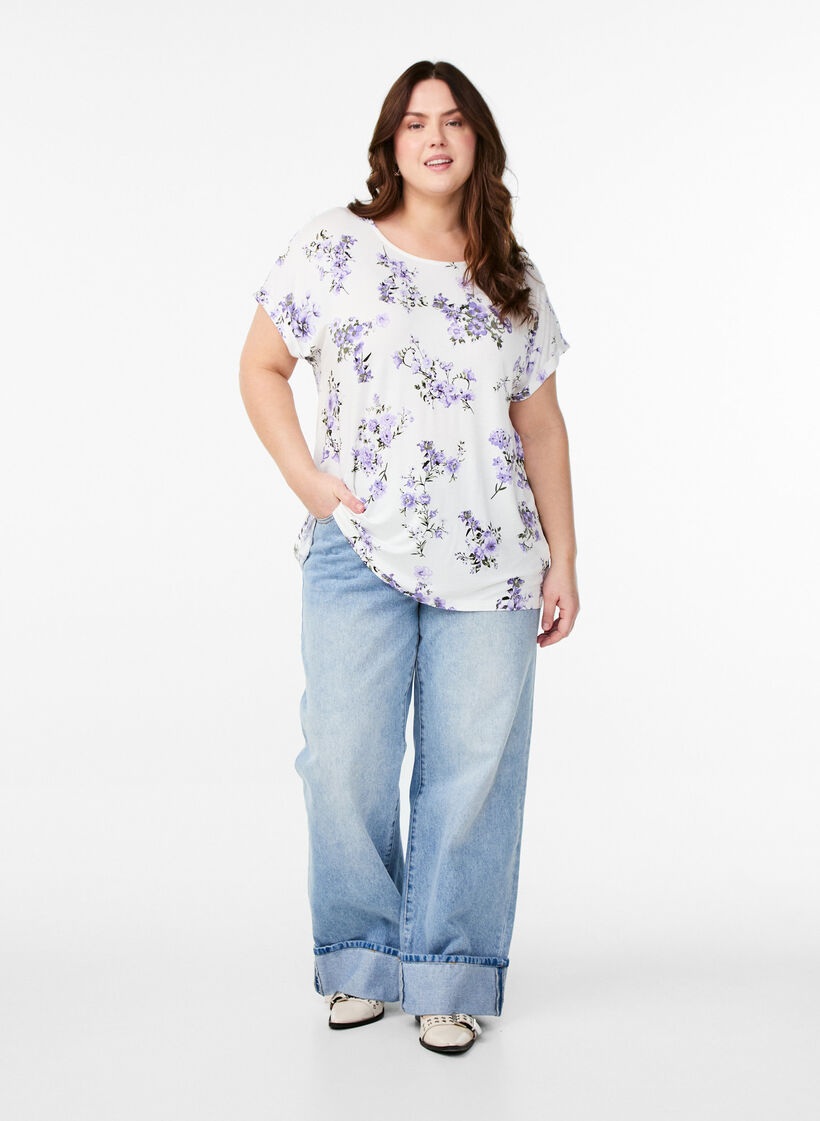 T-shirt avec imprimé floral, Violet, Model image number 1