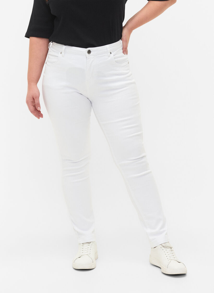 Jeans Emily Slim fit &agrave; taille r&eacute;guli&egrave;re, Blanc, Model image number 2
