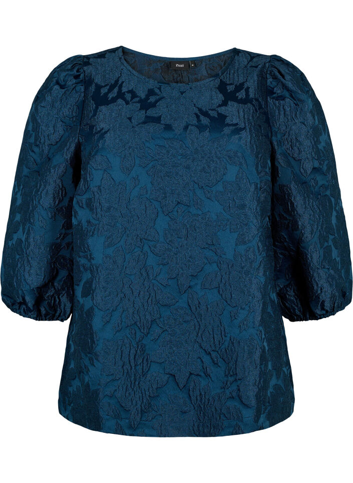 Blouse jacquard avec manches 3/4, Titan, Packshot image number 0