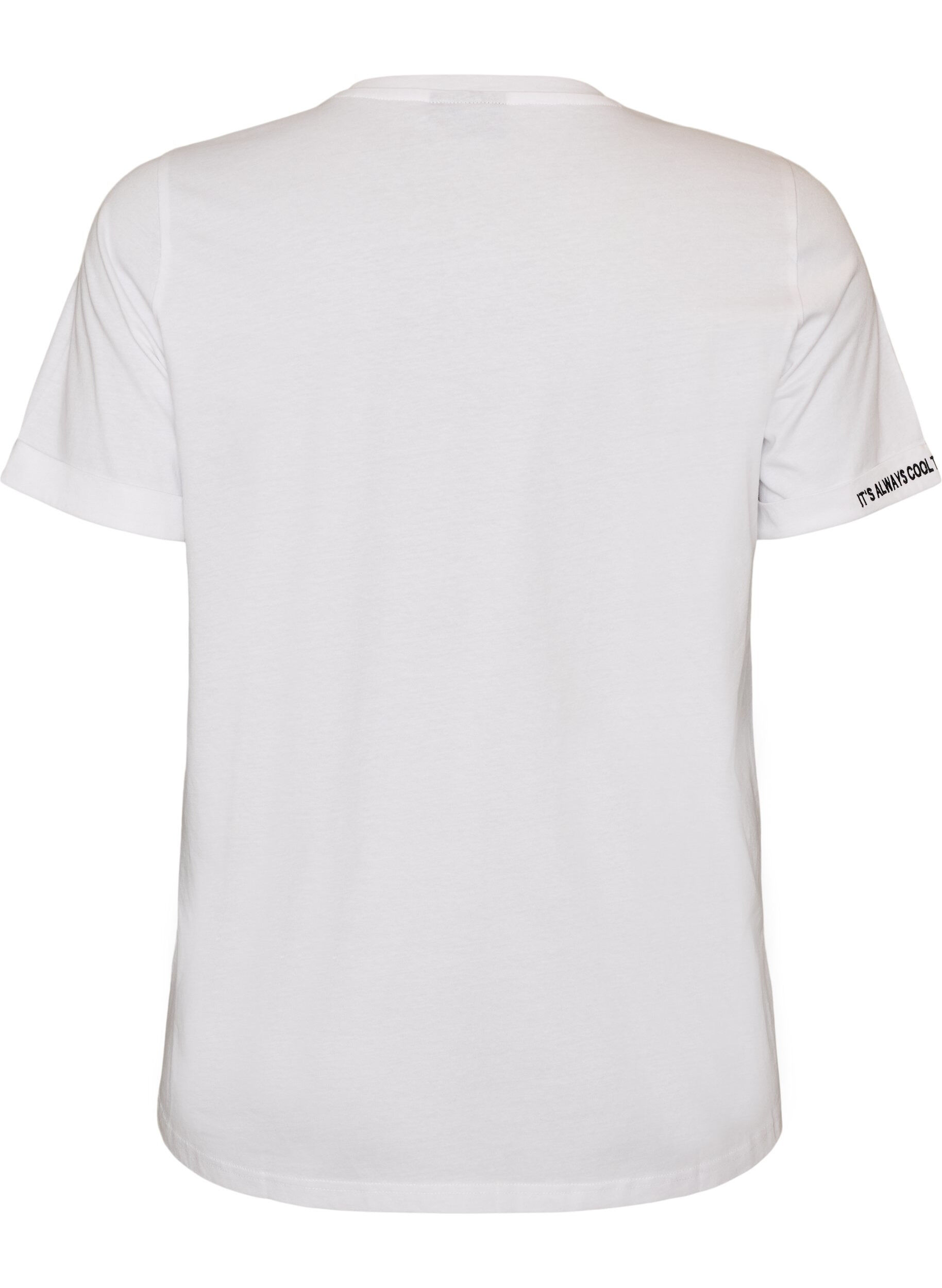 ZizziT-shirt en coton avec texte brod&eacute;, Blanc, Packshot image number 1