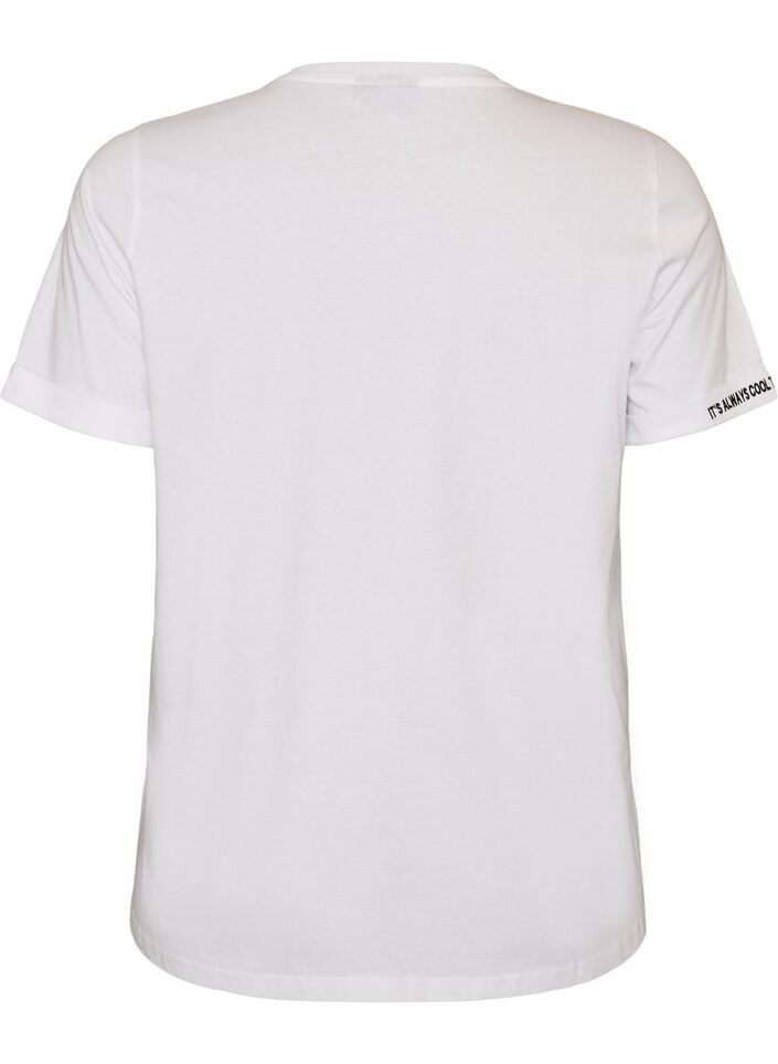 T-shirt en coton avec texte brod&eacute;, Blanc, Packshot image number 1