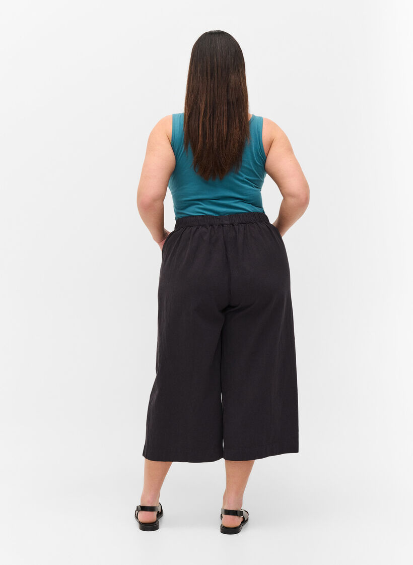 Lockere Culottes aus Baumwolle, Black, Model image number 1