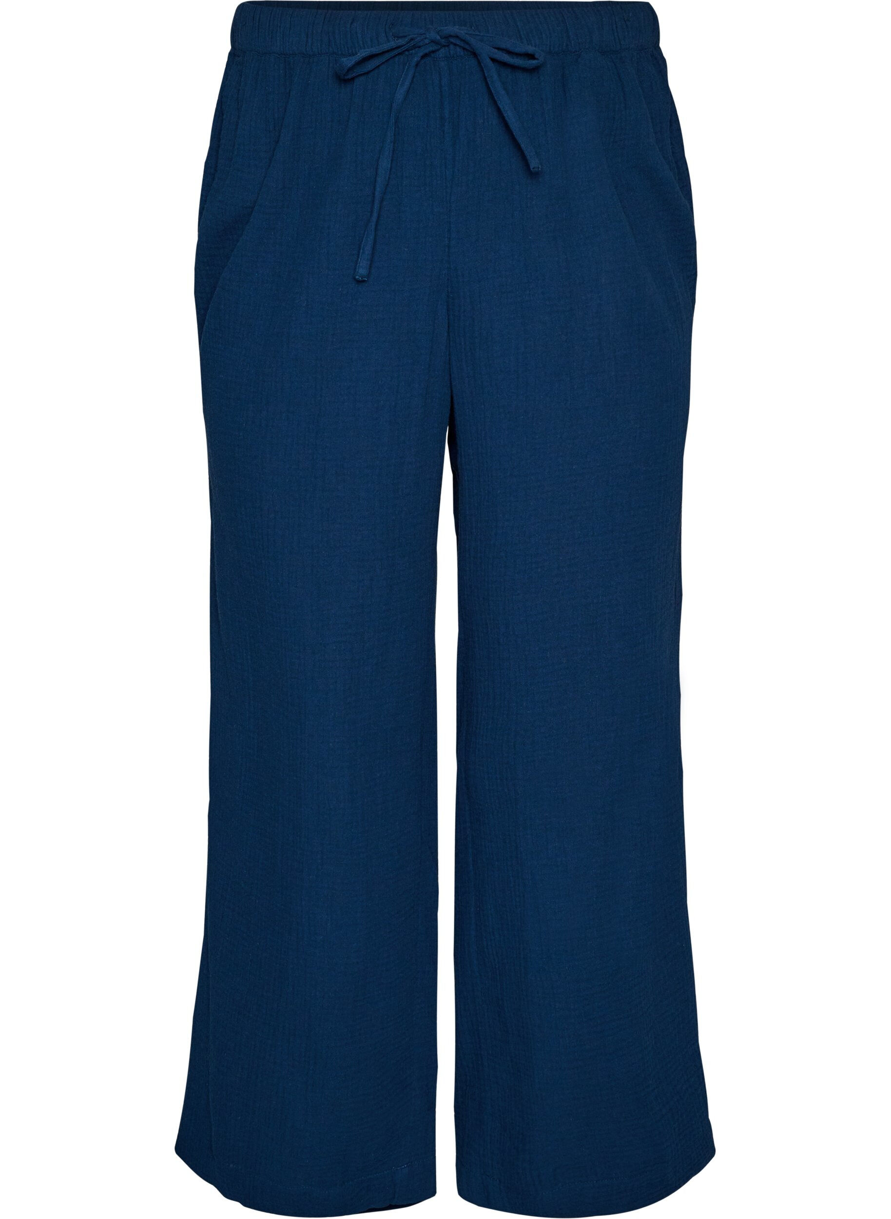 ZizziLockere Pyjamahose aus Baumwoll-Musselin, Blau, Packshot image number 0