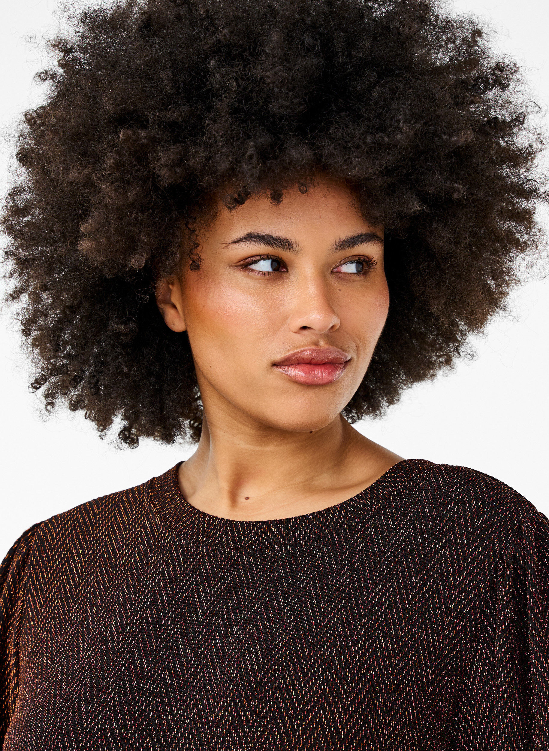 Zizzi Robe avec un motif en zigzag et des paillettes, Copper ZigZagShimmer, Model image number 2