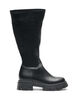 Langschaftstiefel aus Kunstleder mit klobiger Sohle, Schwarz, Packshot image number 0