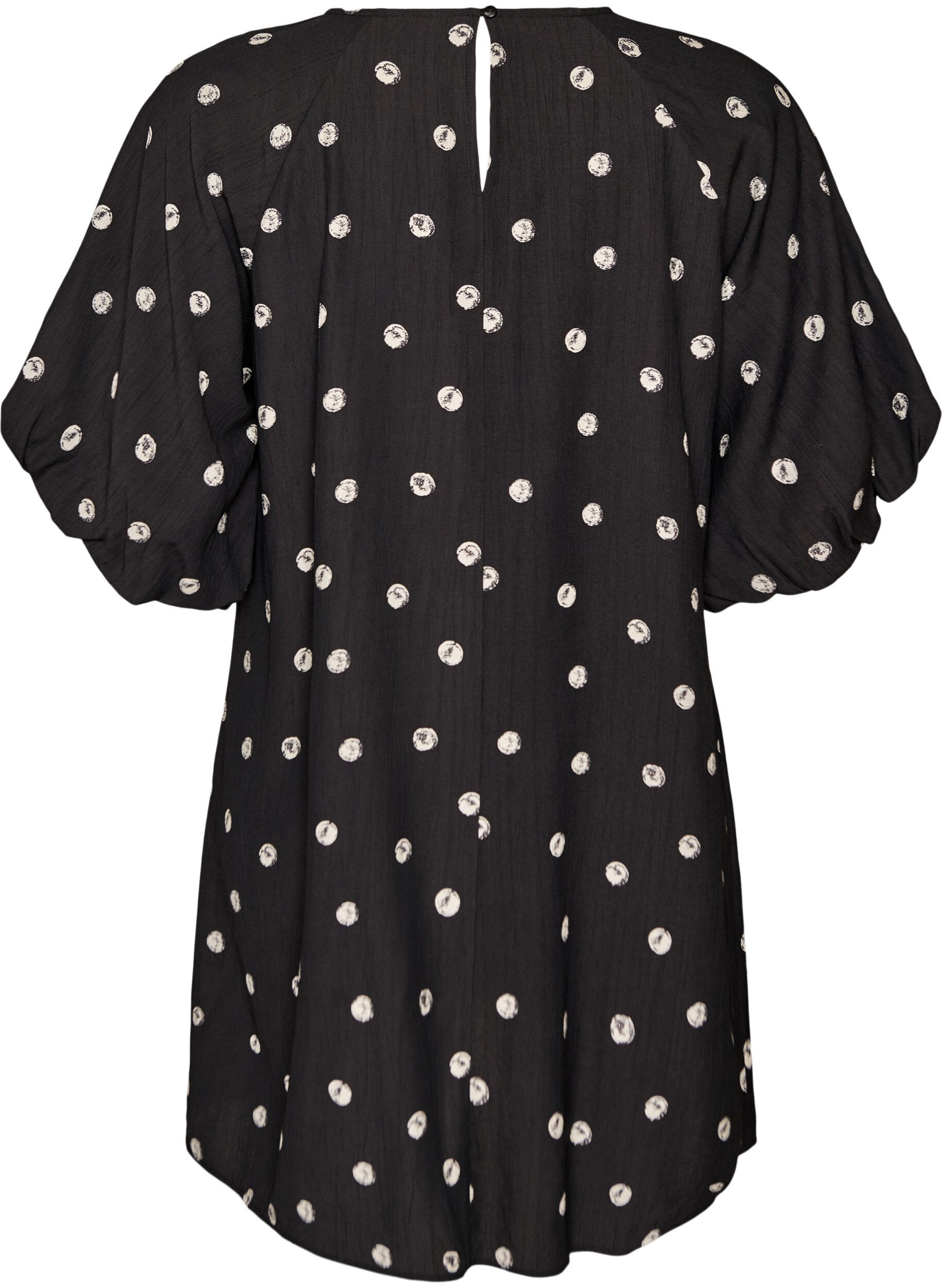 ZizziKurzes Kleid aus Viskose mit Ballon&auml;rmeln, Schwarz, Packshot image number 1