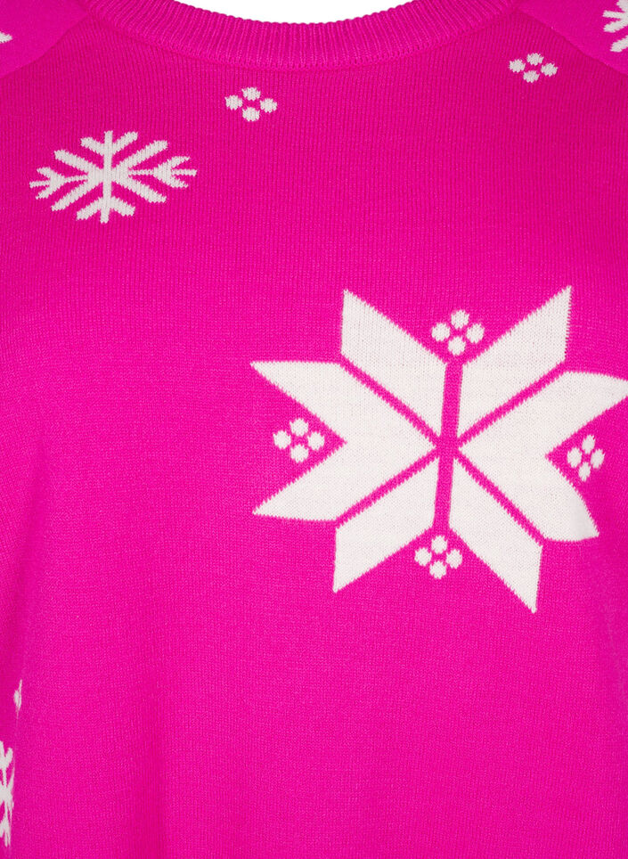 Strickpullover mit Schneeflockenmuster, Pink, Packshot image number 2