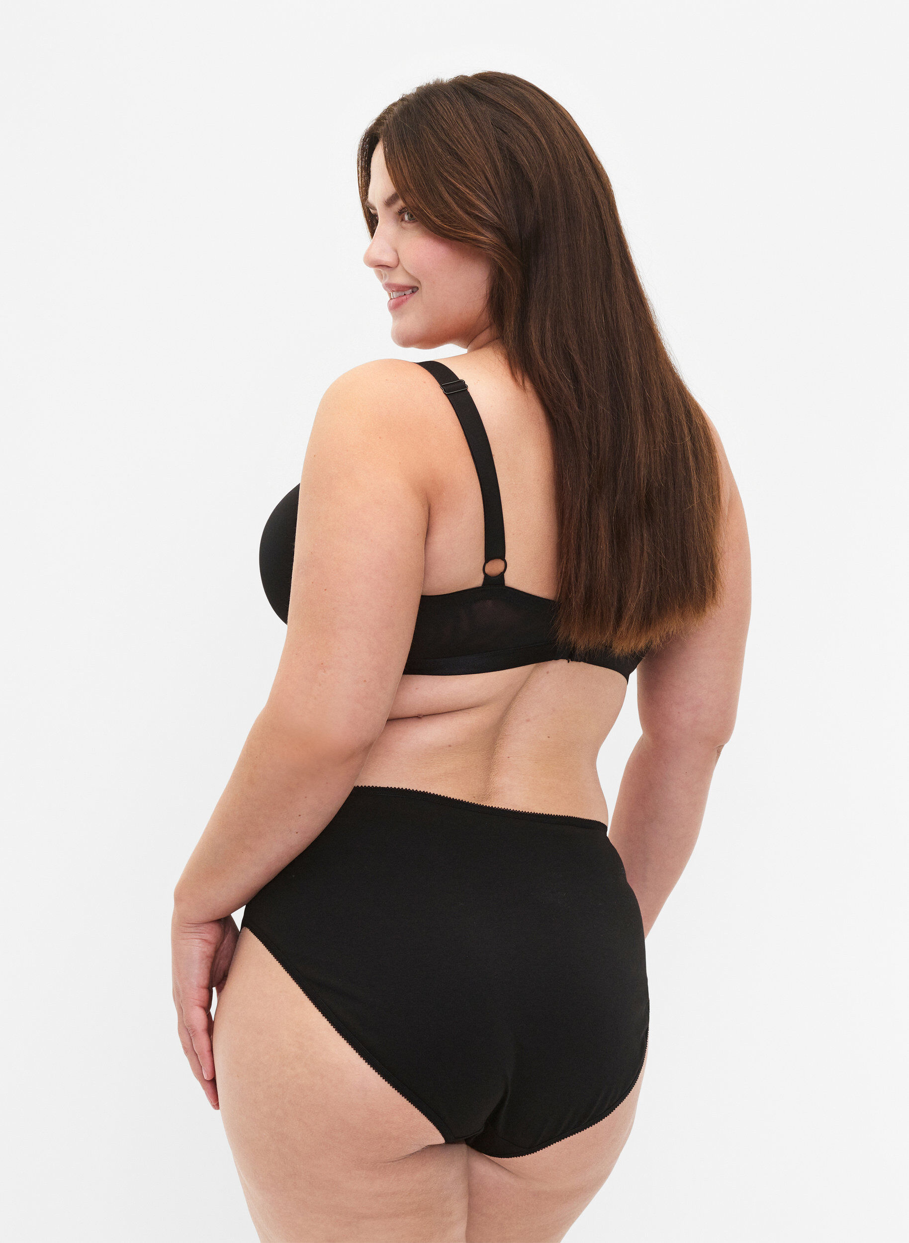 Zizzi5-pack Bauwollunterhose mit normaler Taille, Schwarz, Model image number 1
