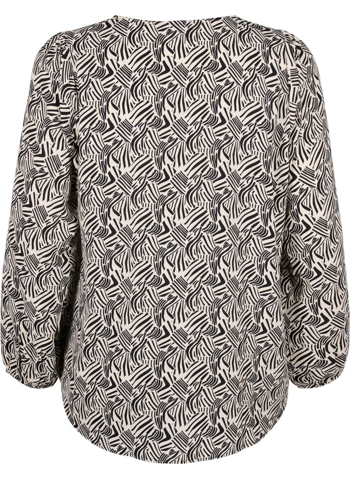 Blouse avec col en V et imprimé, Birch Graphic, Packshot image number 1