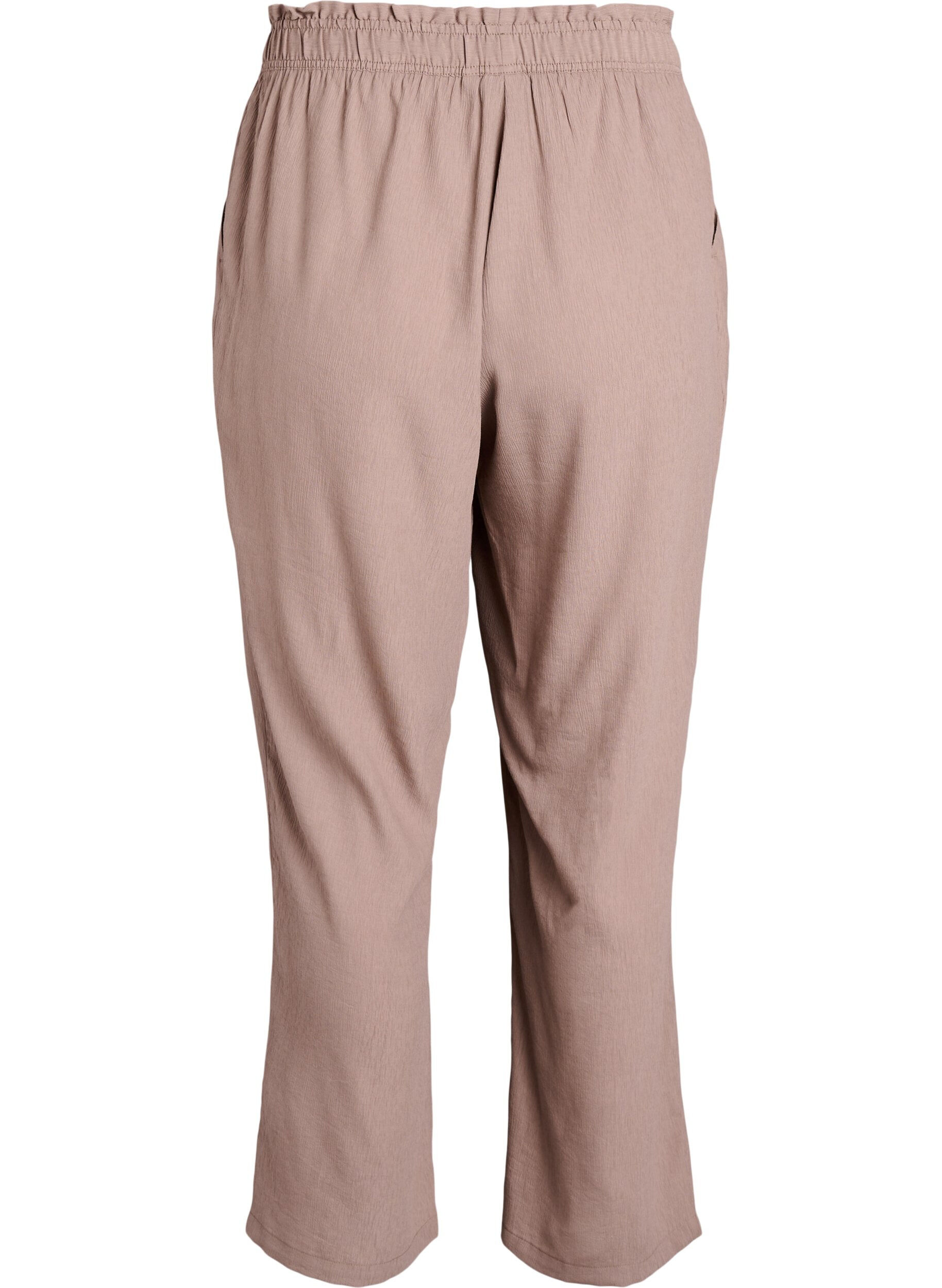 Zizzi Pantalon taille haute en viscose avec poches, Marron, Packshot image number 1