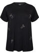 T-shirt en viscose avec strass, Noir, Packshot image number 0