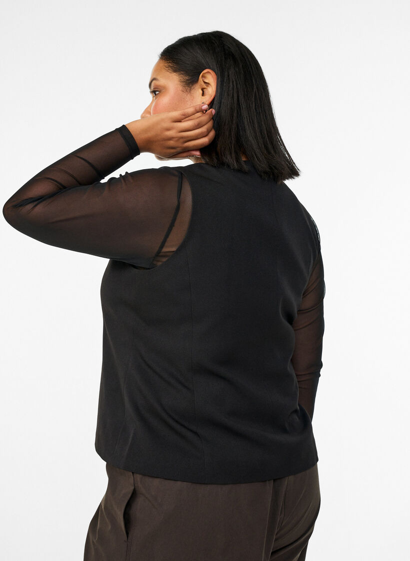 Gilet avec fermeture &agrave; boutons, Noir, Model image number 2