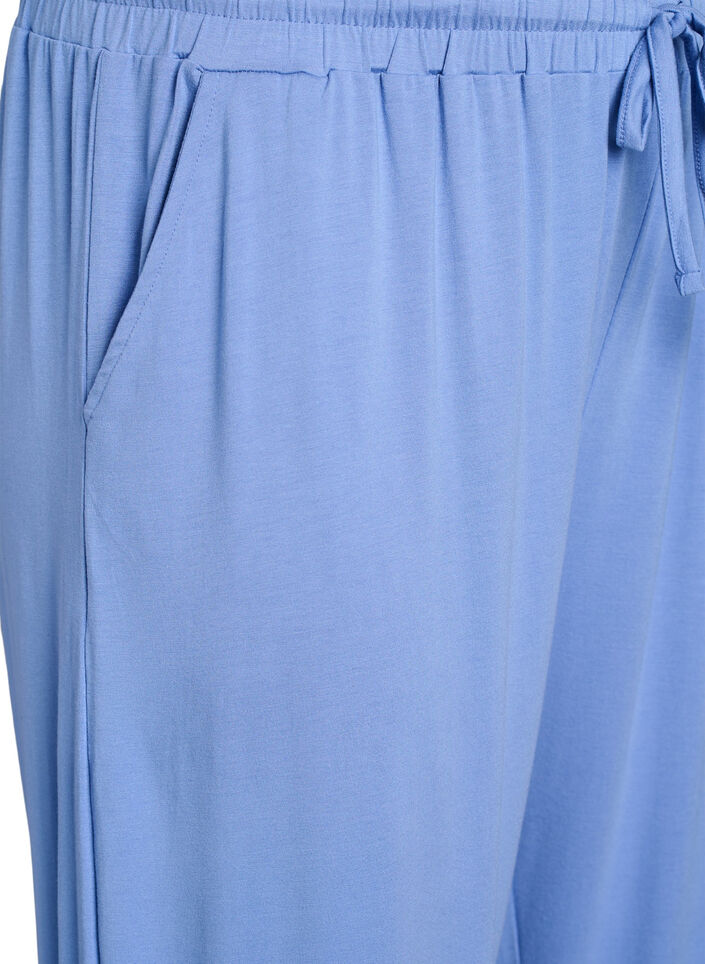 Pantalon de nuit ample en jersey de viscose avec poches, Bleu, Packshot image number 2