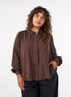 Bluse mit Ballonform und verdecktem Rei&szlig;verschluss, Braun, Model image number 0