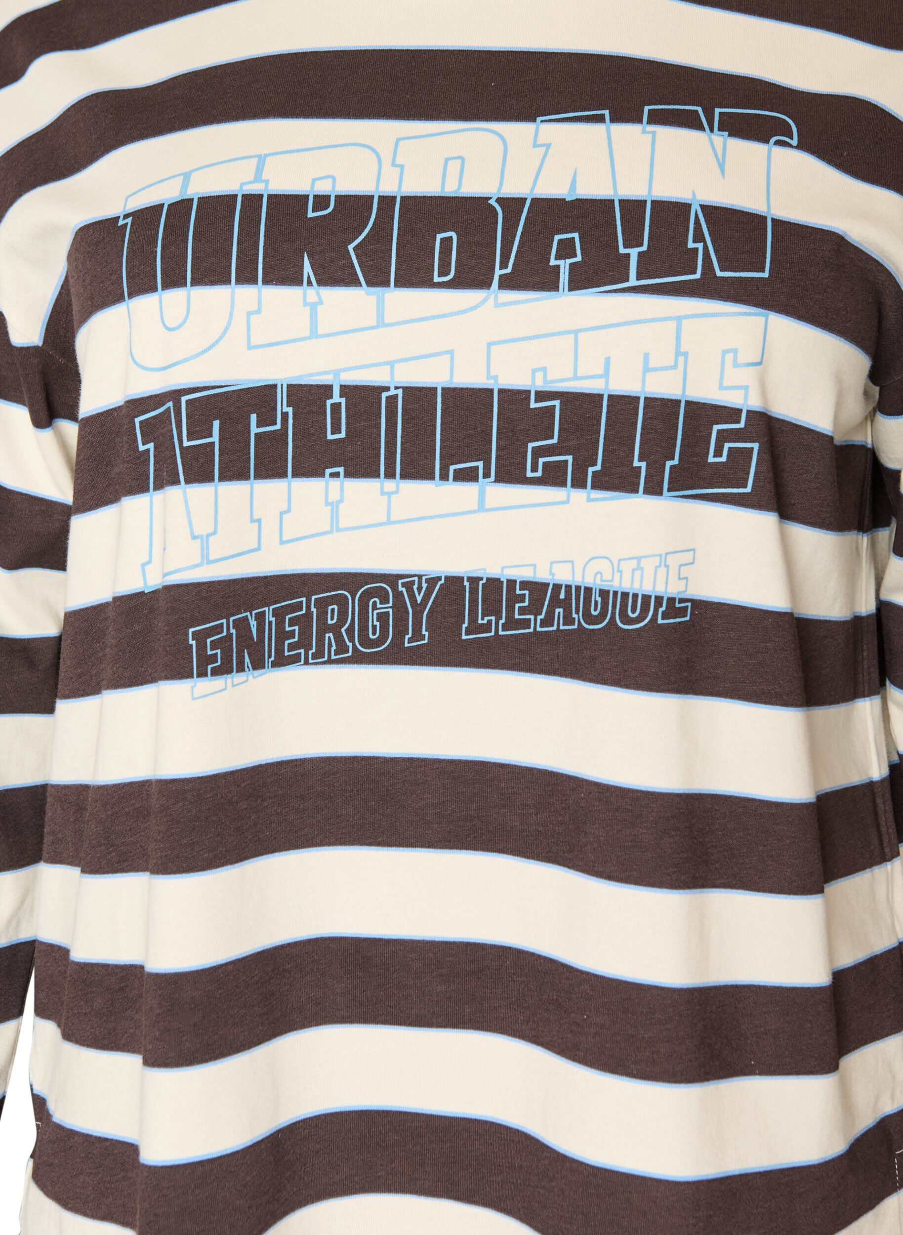 ZizziBlouse en jersey &agrave; rayures avec un imprim&eacute; texte sportif, Marron, Packshot image number 2