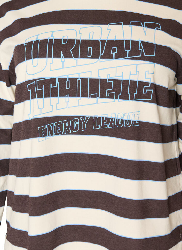 Blouse en jersey &agrave; rayures avec un imprim&eacute; texte sportif, Marron, Packshot image number 2