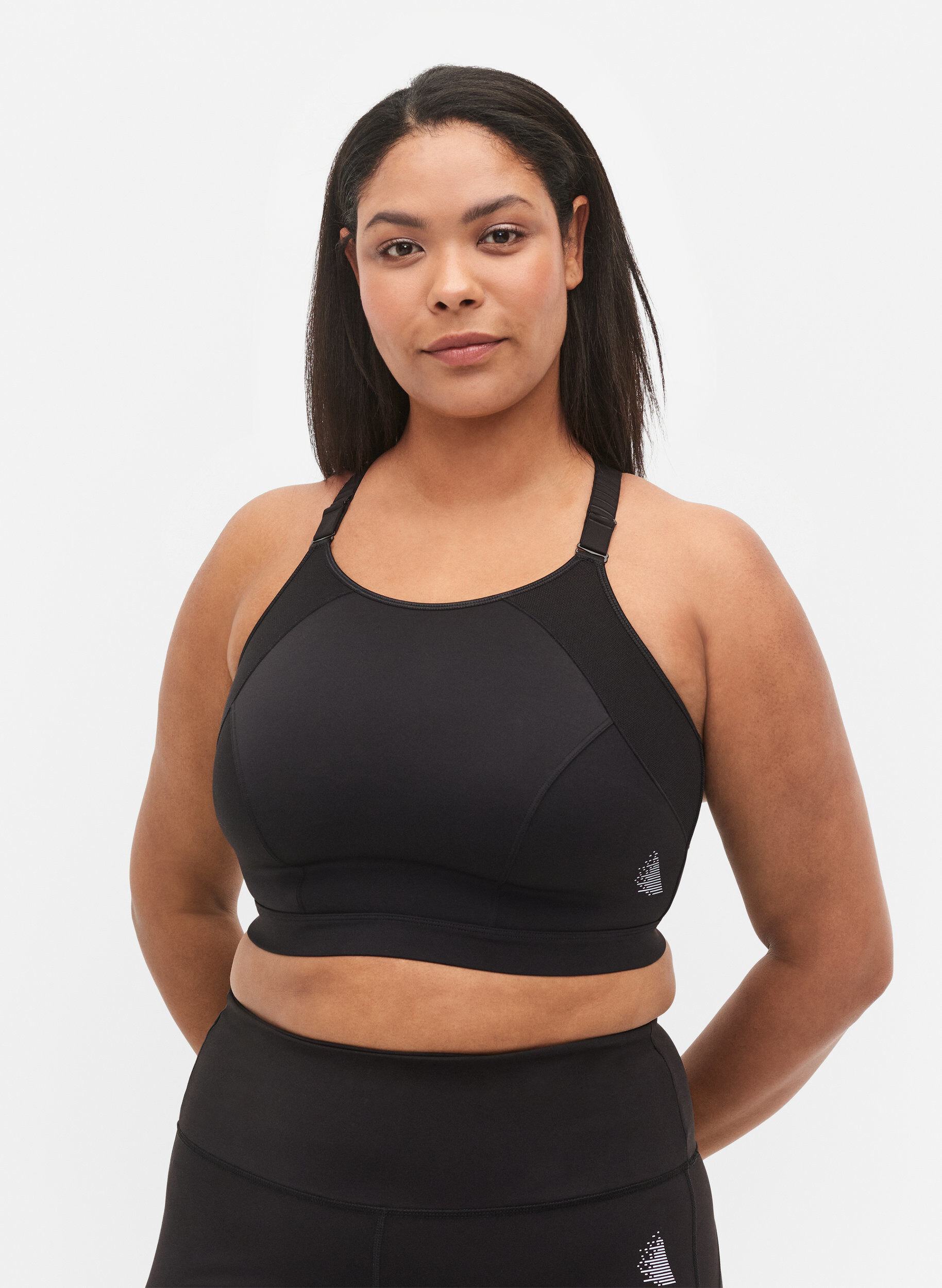 Zizzi CORE, SUPER HIGH, SPORTS BRA - Sport-BH mit verstellbaren Schultertr&auml;gern, Black, Model image number 0