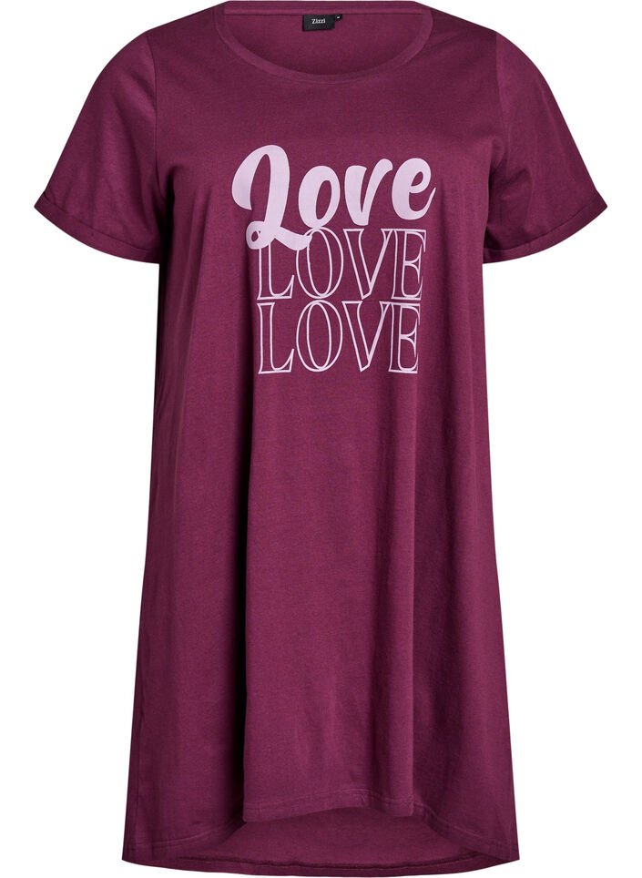 Kurz&auml;rmeliges Nachthemd aus Bio-Baumwolle, Dunkles Bordeaux, Packshot image number 0