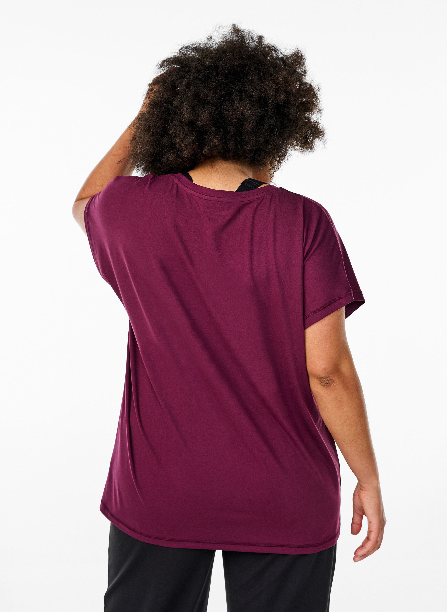 ZizziT-shirt de sport ample avec col en v, Bordeaux, Model image number 2