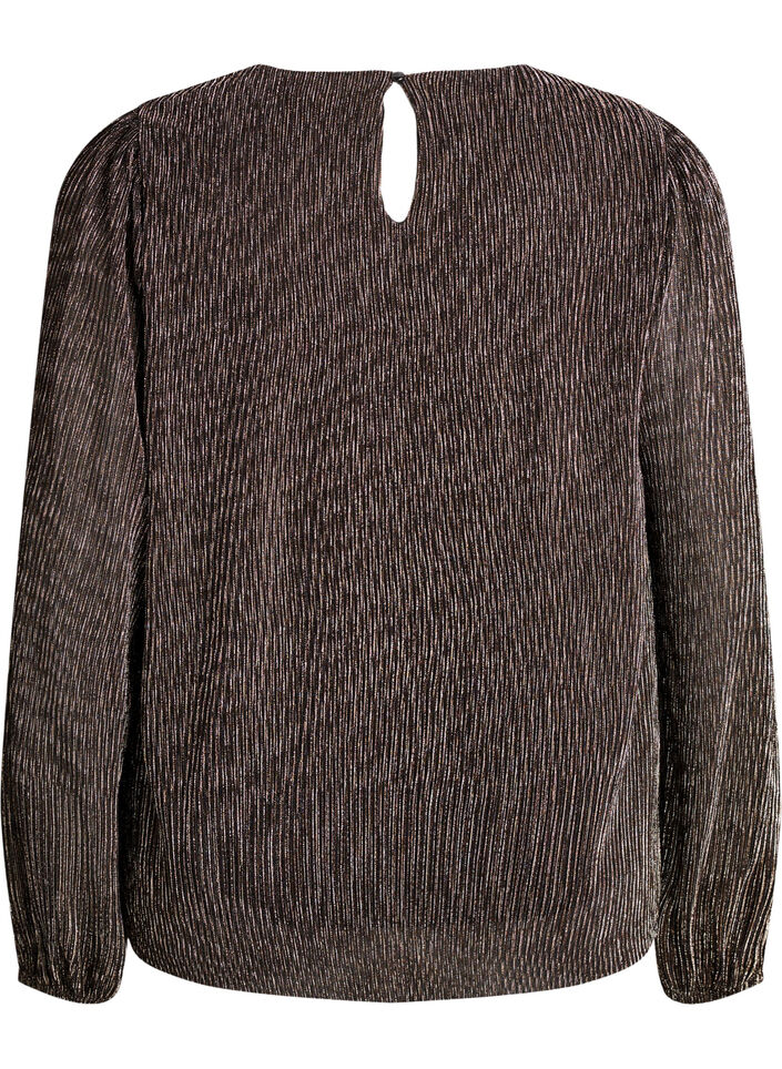 Partybluse mit Glitzerstreifen und langen Ärmeln, Schwarz, Packshot image number 1