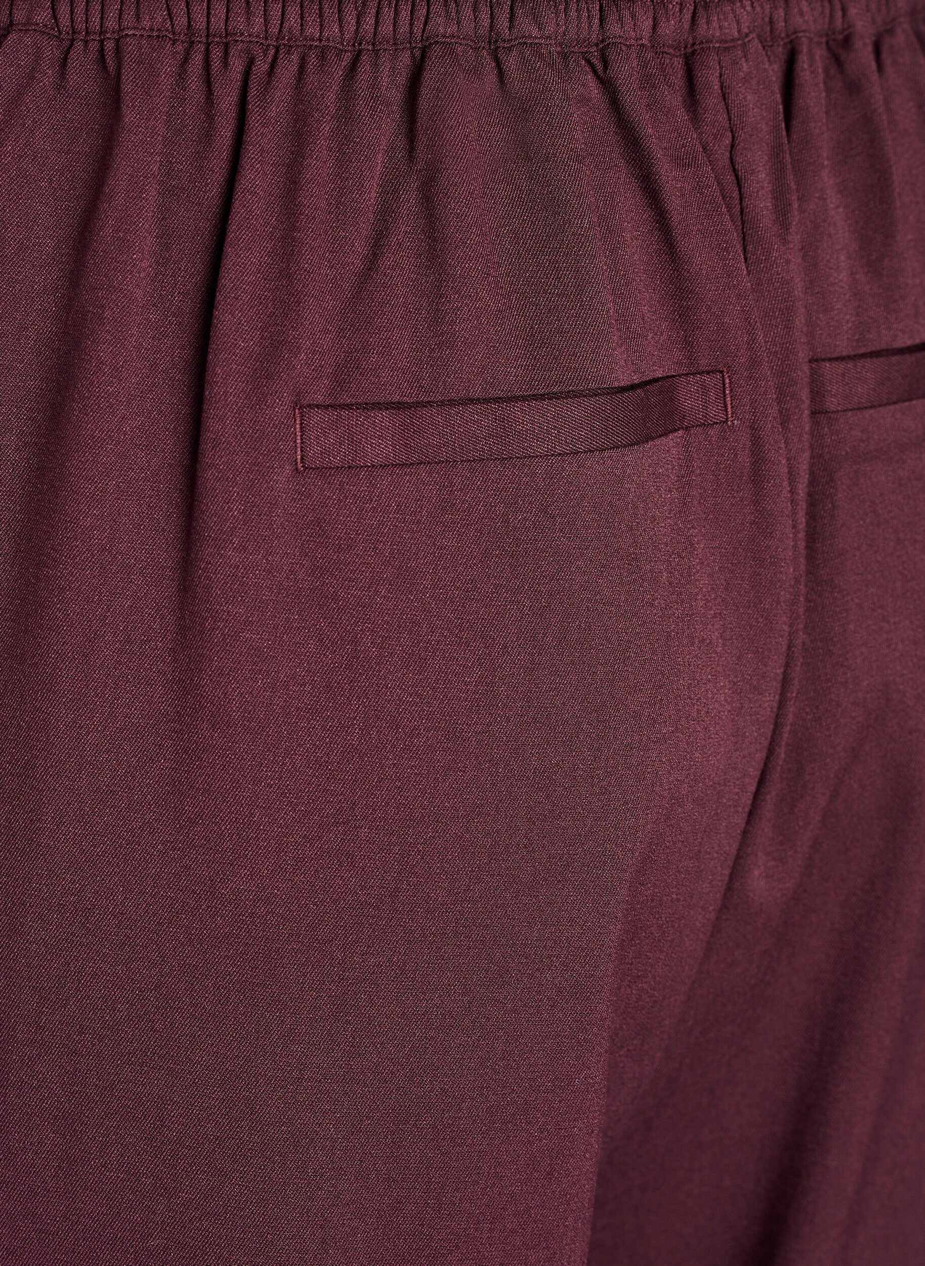 Zizzi Pantalon coupe ample taille haute, Bordeaux fonc&eacute;, Packshot image number 3