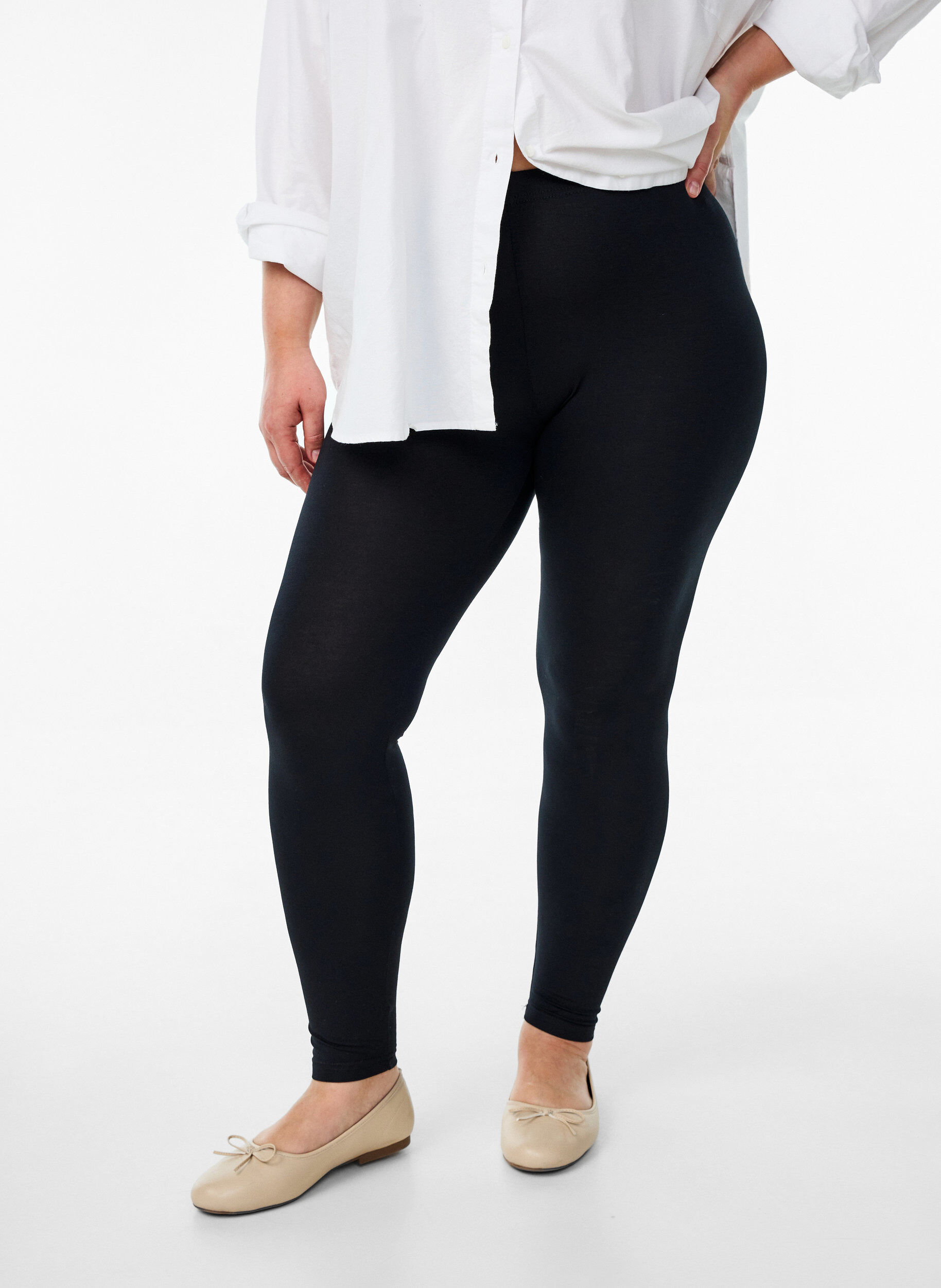 Leggings basiques en viscose, Noir, Model