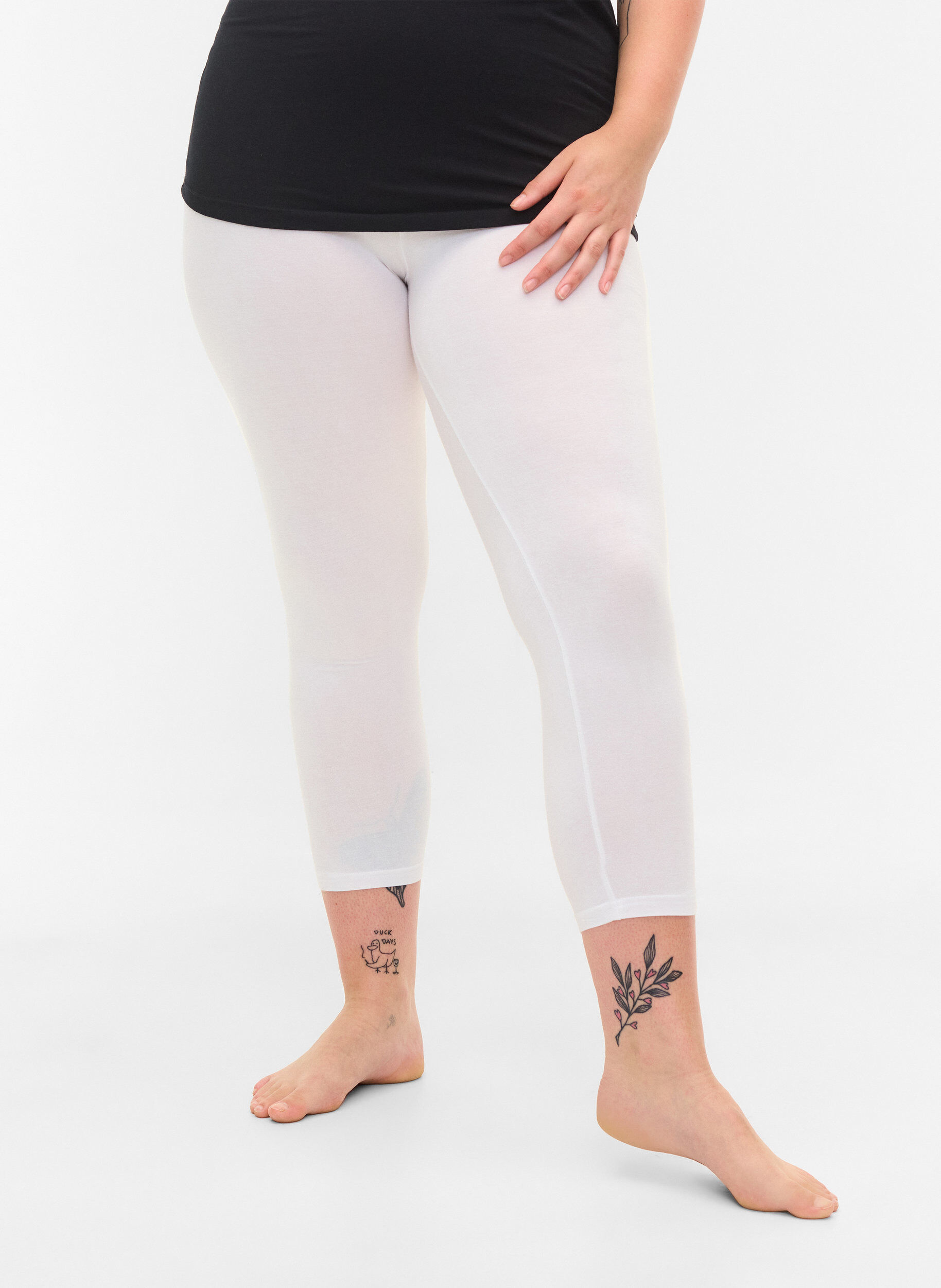Zizzi Legging 3/4 basique, Bright White, Model image number 2