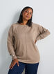 Strickbluse mit Rundhalsausschnitt und Strickmuster, Beige, Model image number 0