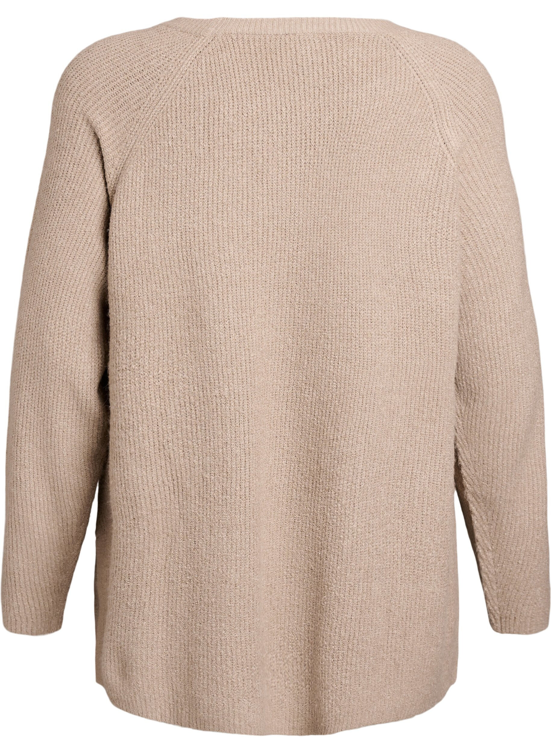 Zizzi Pull en maille &agrave; motif diagonal et manches raglan, Beige, Packshot image number 1