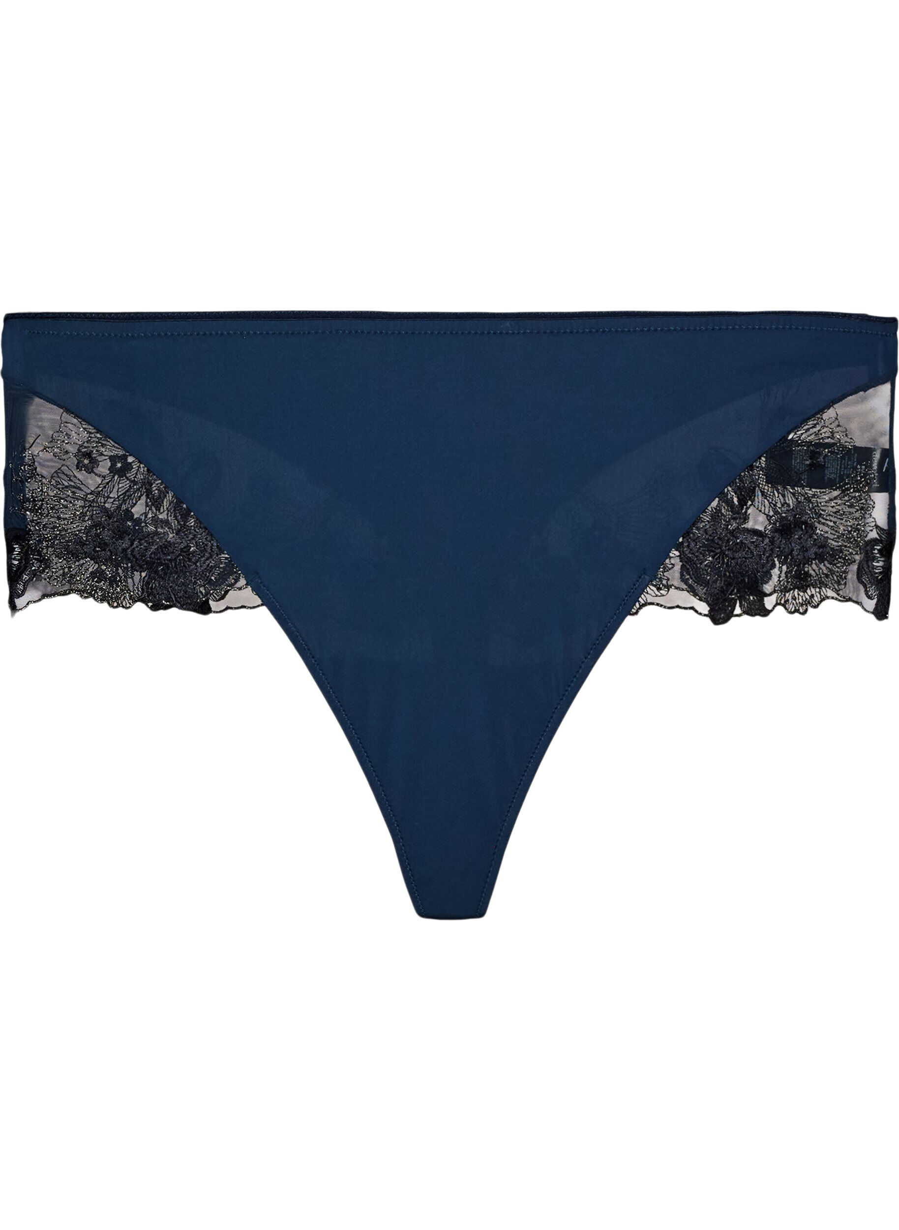ZizziHipster-String mit gebl&uuml;mter Stickerei und normaler Taillenh&ouml;he, Blau, Packshot image number 0