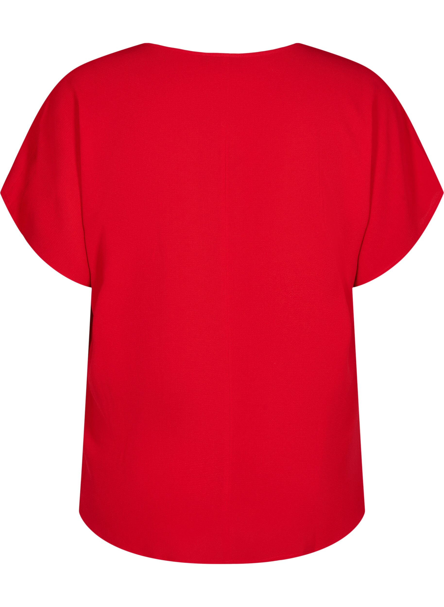 ZizziChemisier &agrave; manches courtes et encolure ronde, Rouge, Packshot image number 1