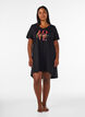 Chemise de nuit en coton biologique et &agrave; col en V, Noir, Model image number 1