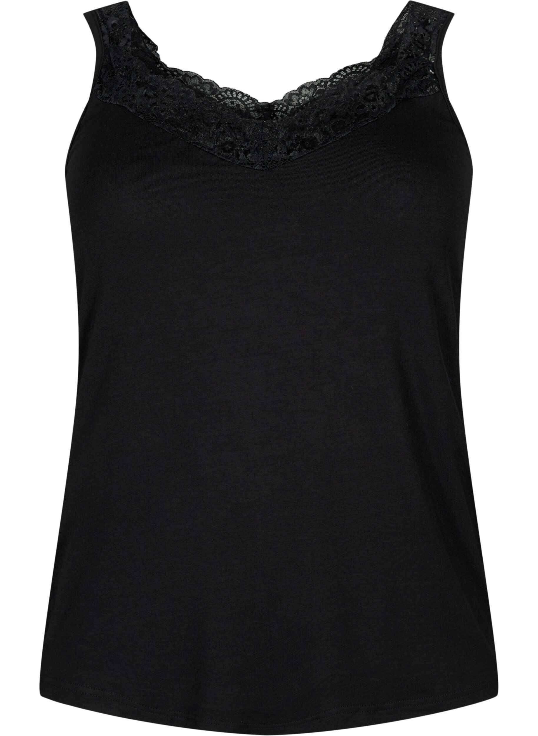 ZizziTop aus Viskose mit Spitze, Schwarz, Packshot image number 0