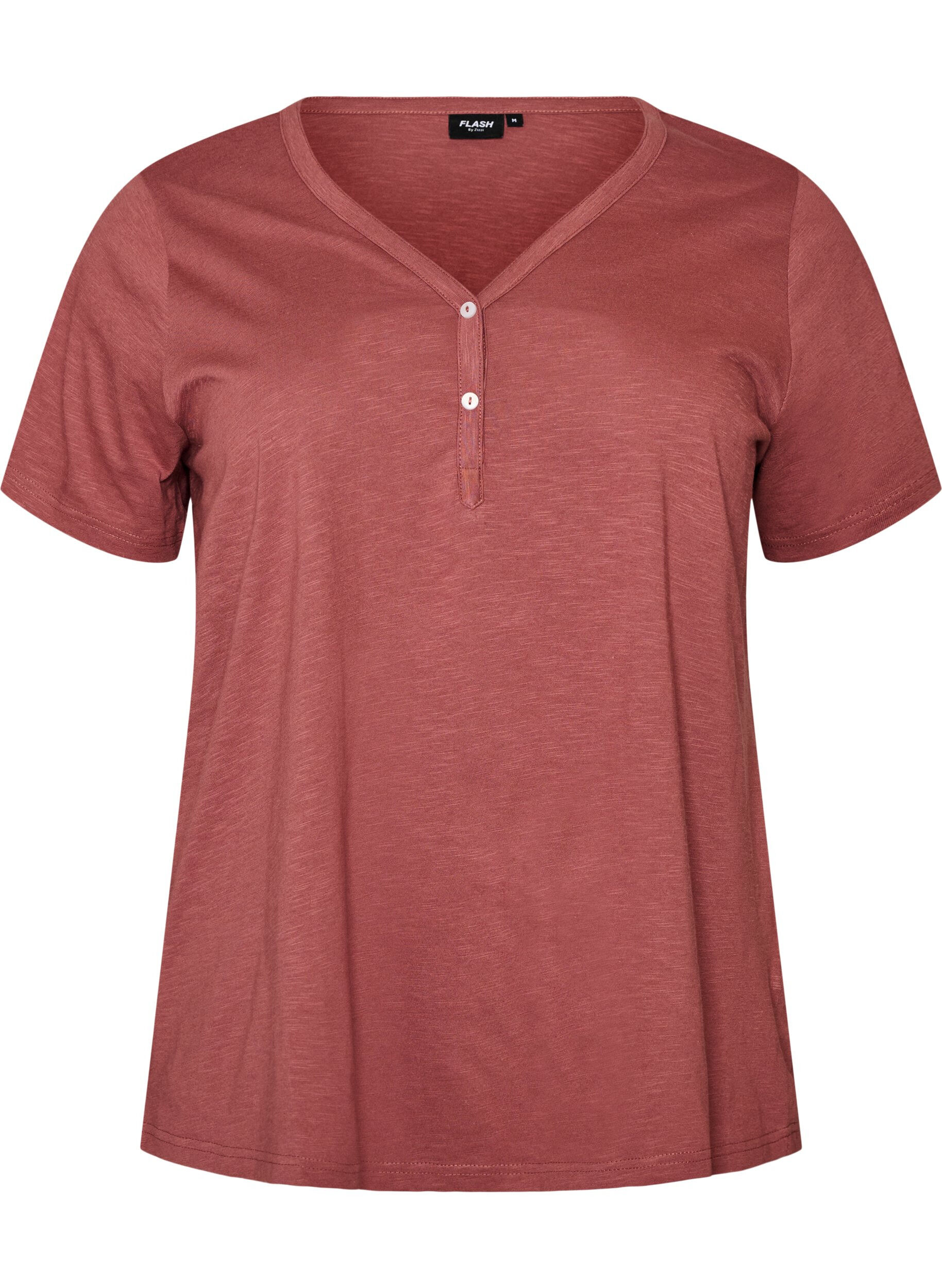 ZizziT-shirt dot&eacute; de boutons, Marron, Packshot image number 0
