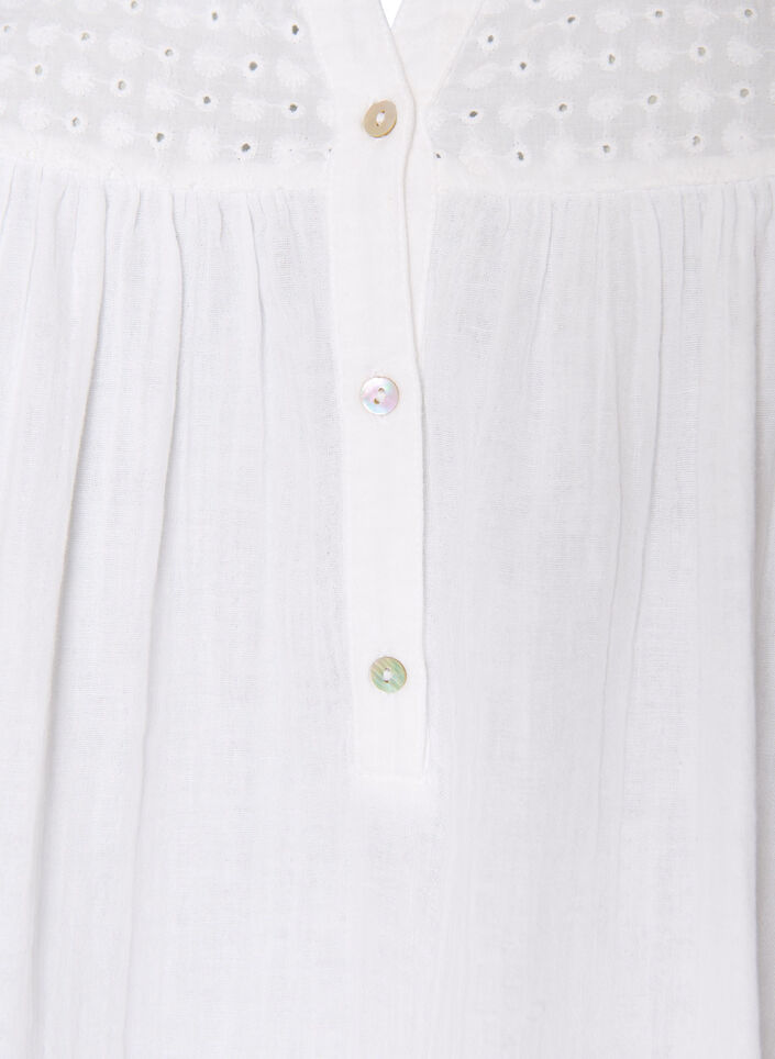 Blouse en mousseline de coton avec broderie anglaise, Blanc, Packshot image number 2