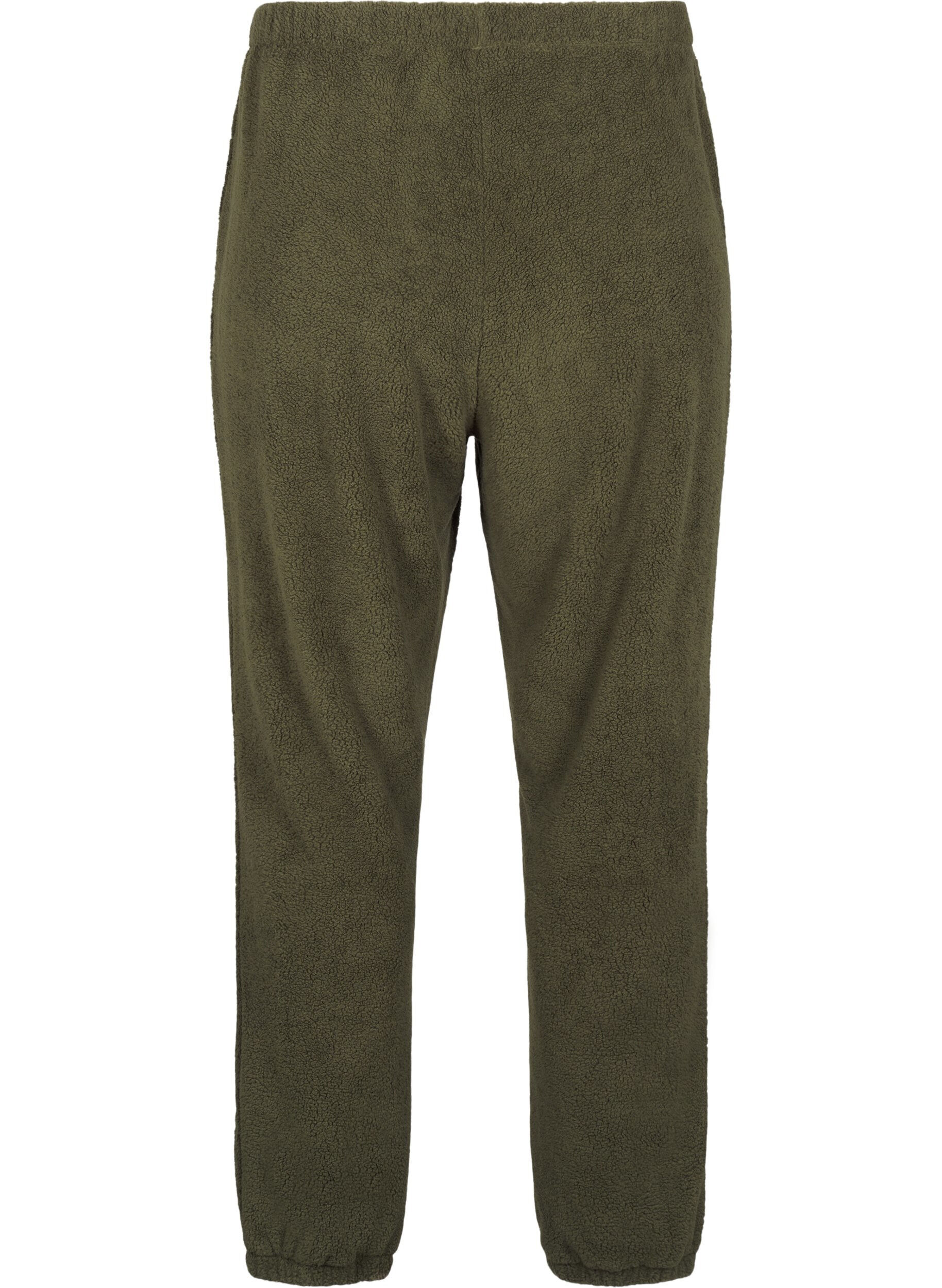 Zizzi Pantalon en peluche souple avec taille &eacute;lastiqu&eacute;e, Forest Night, Packshot image number 1