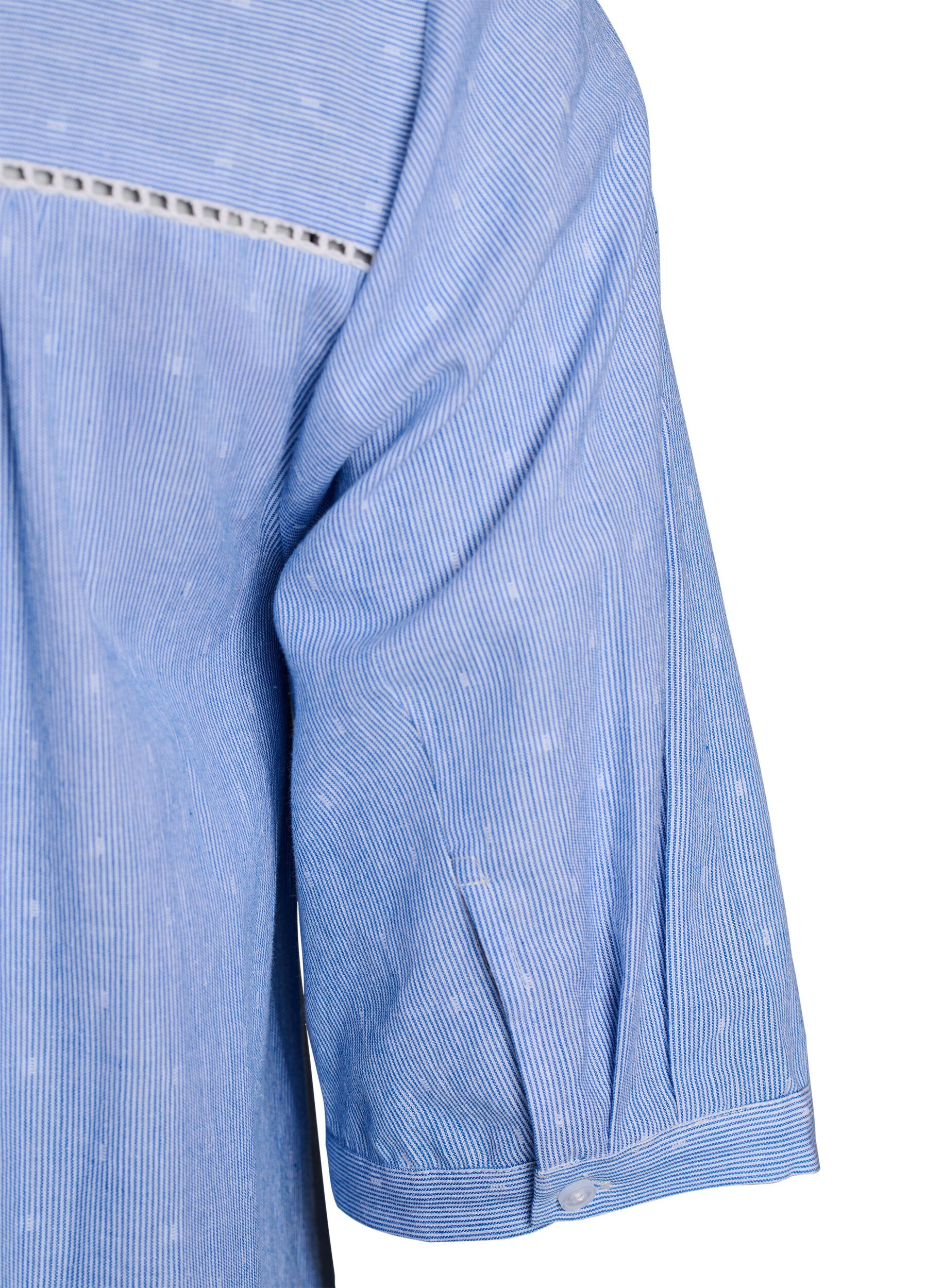 Zizzi Kurzes Kleid mit Spitzenb&auml;ndern und A-Linie, Blau, Packshot image number 3