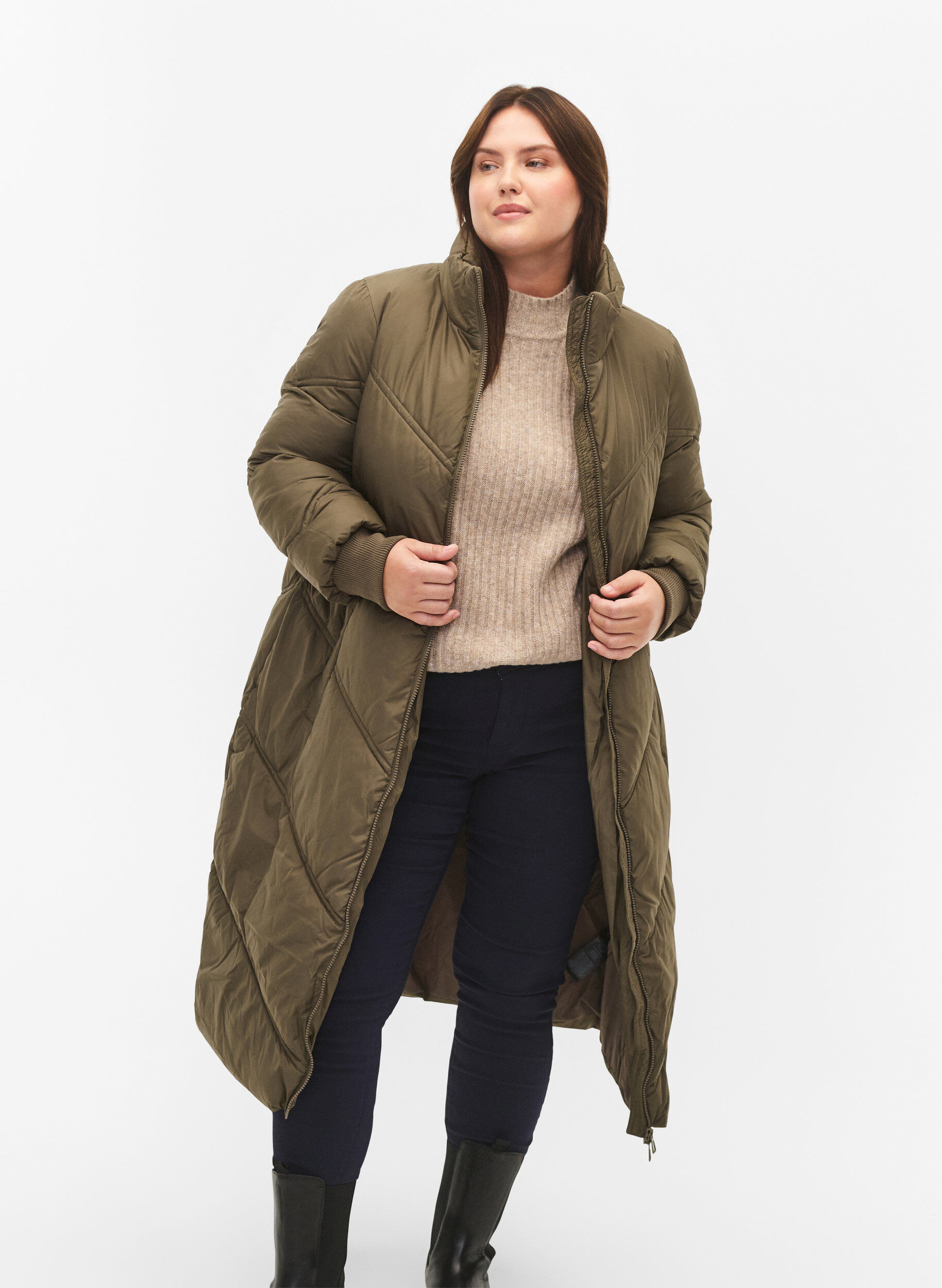 Zizzi Longue veste polaire d'hiver, Bungee Cord , Model image number 0