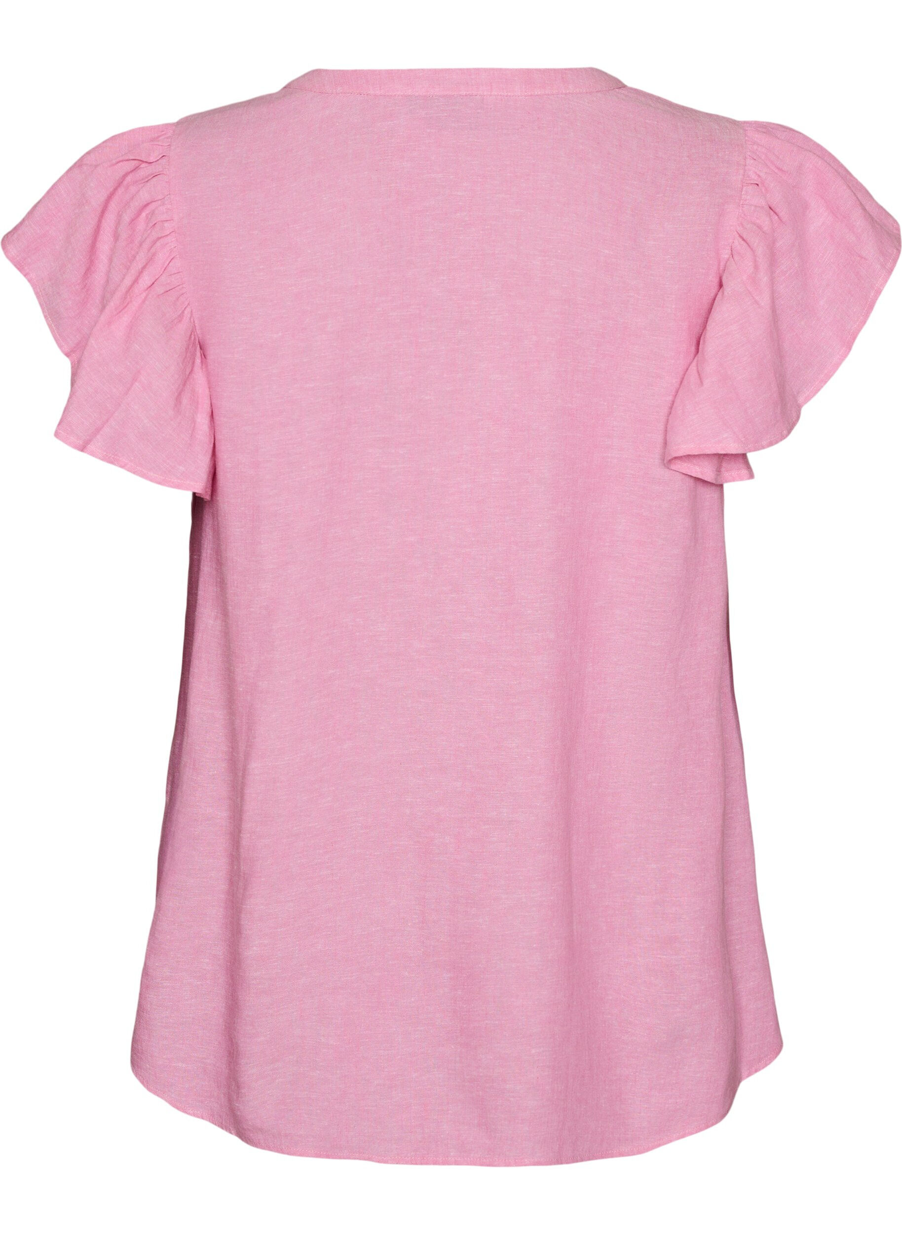 ZizziBluse aus Viskose und Leinen mit R&uuml;schen&auml;rmeln, Pink, Packshot image number 1