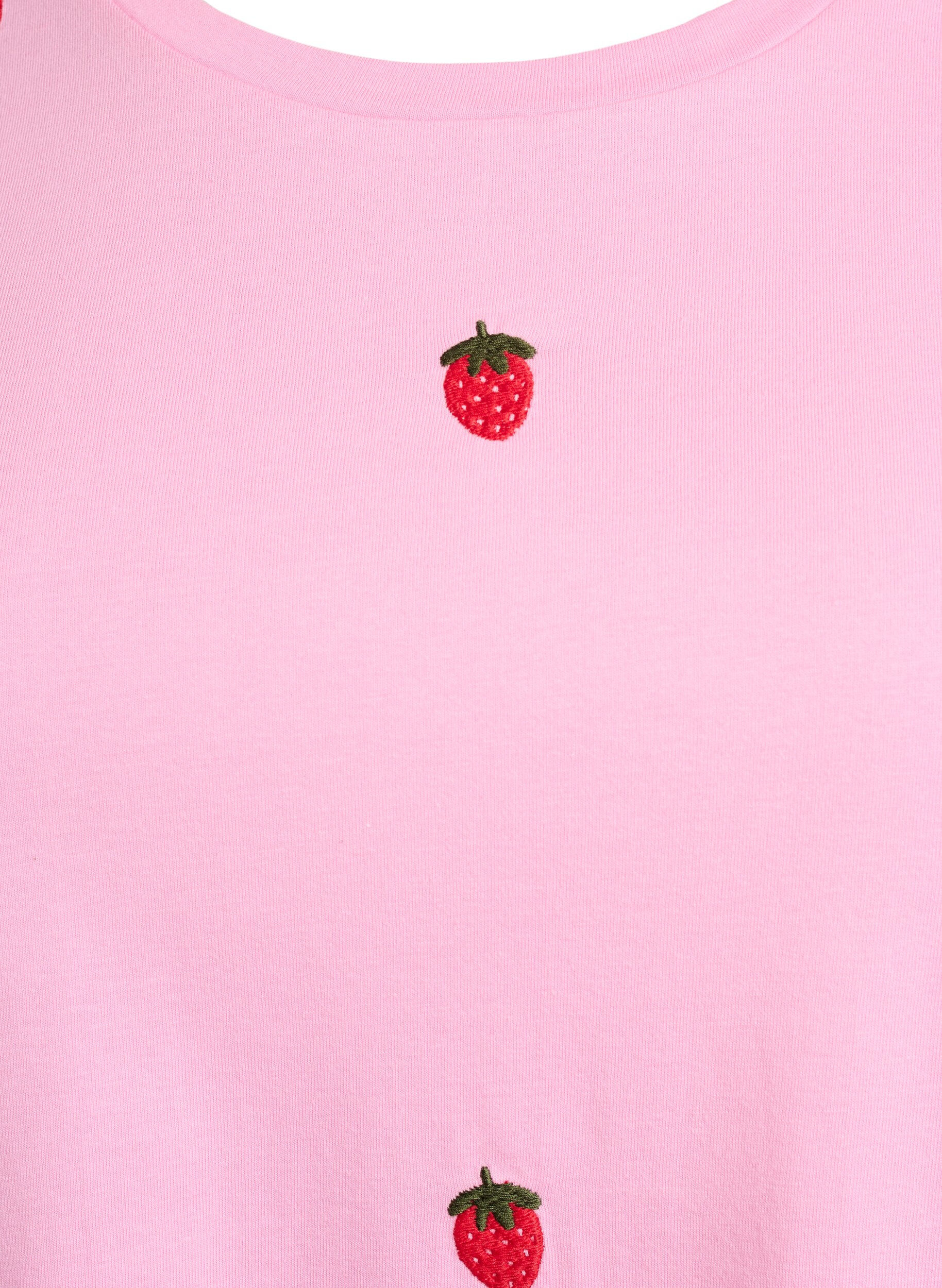 Zizzi T-shirt en coton biologique avec motifs brod&eacute;s, Rose, Packshot image number 2