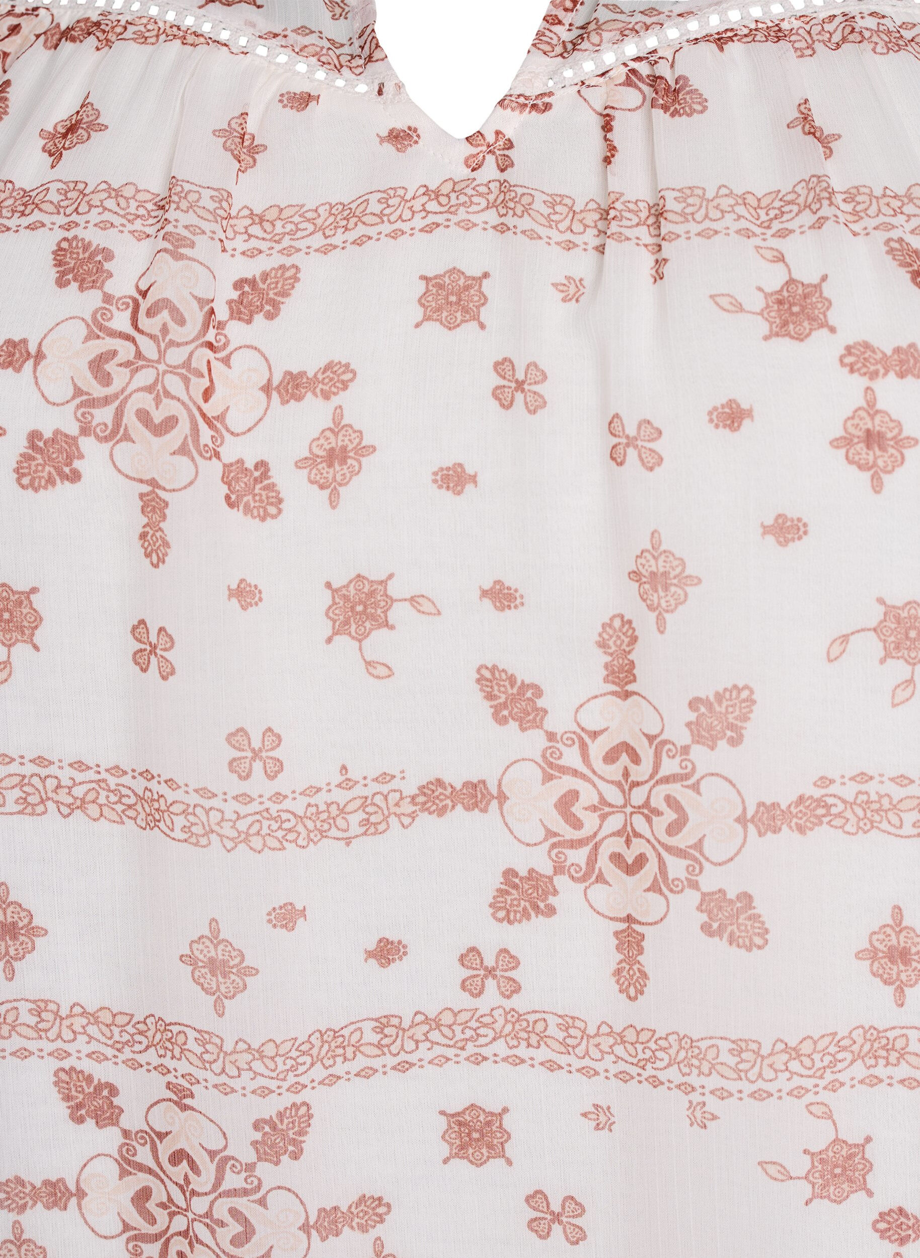 Zizzi Chemisier &agrave; motifs avec d&eacute;tails &agrave; volants et manches courtes, Vanille, Packshot image number 2