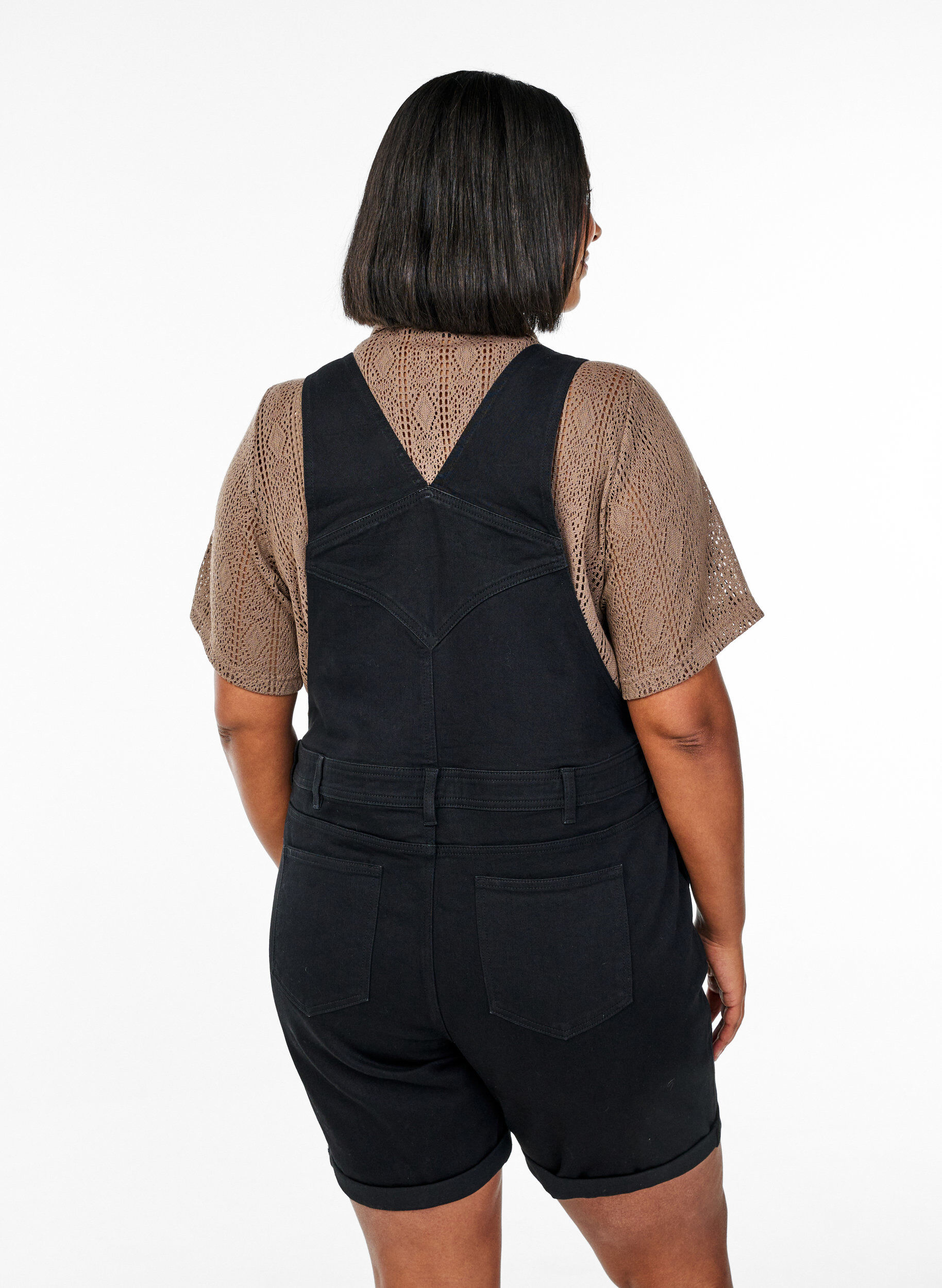 Zizzi Denim Overalls Kurze Hosen, Schwarz, Model image number 2