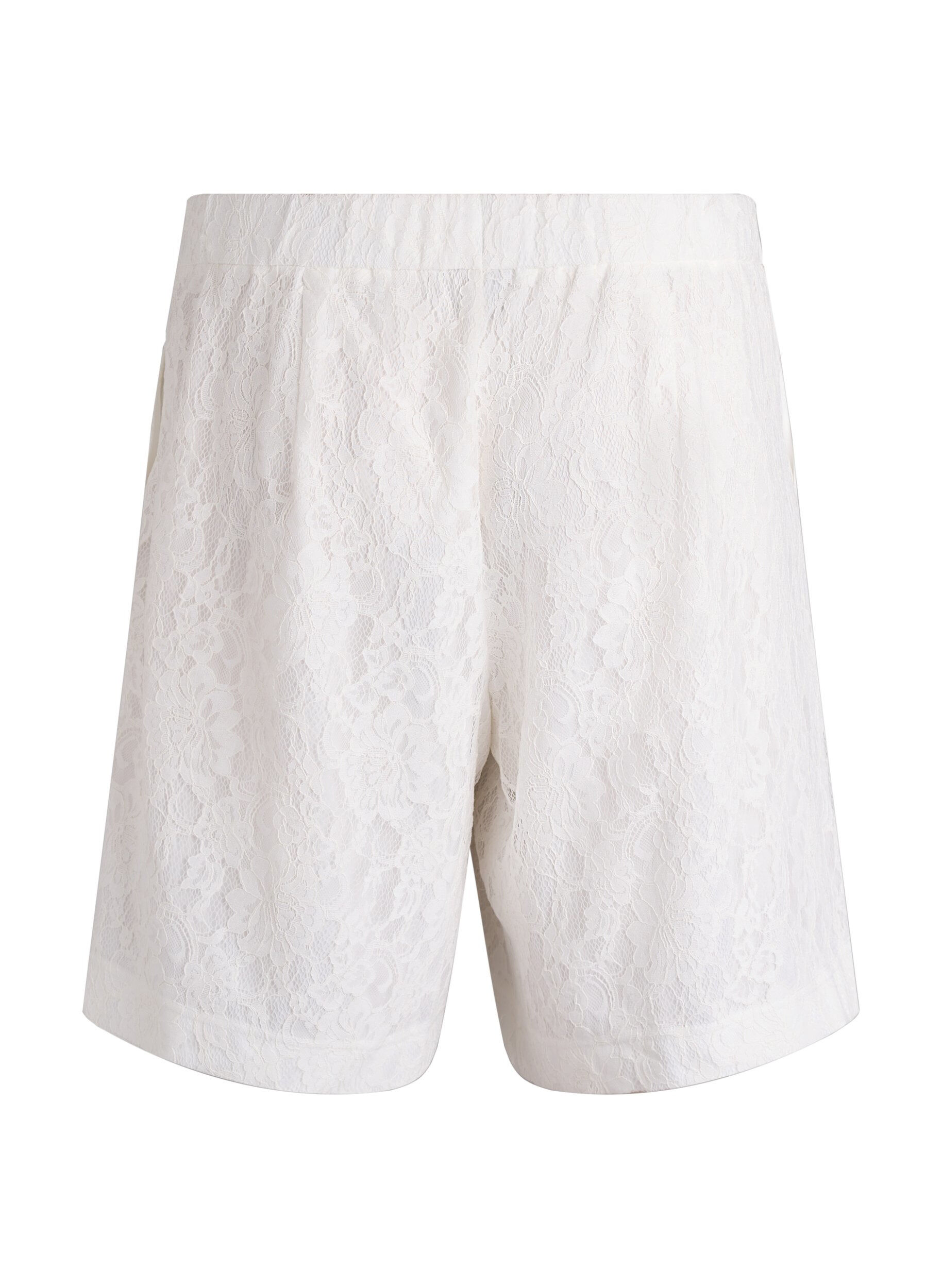 Zizzi Hoch taillierte Bermudashorts aus Spitze, Vanille, Packshot image number 1