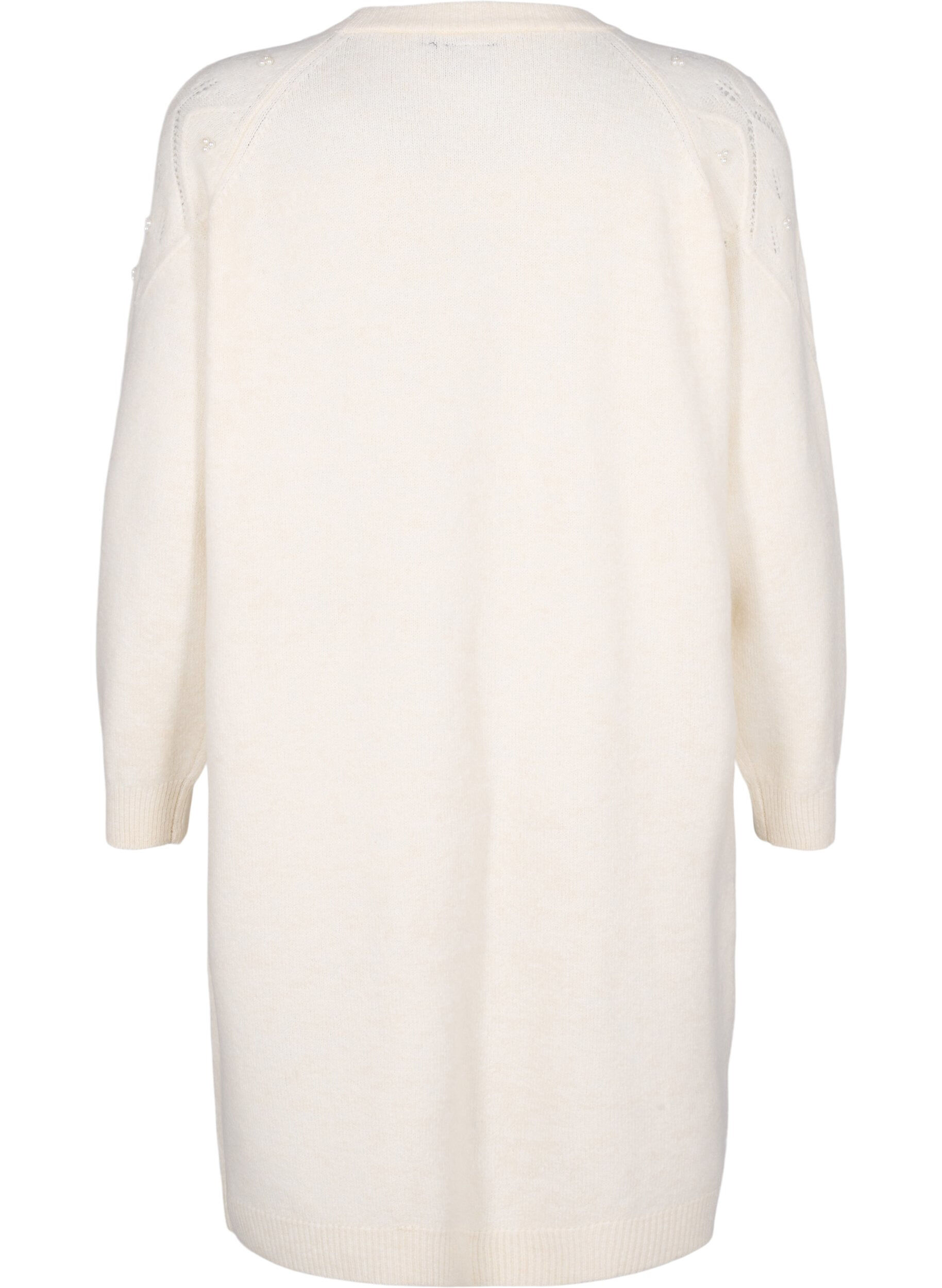 Zizzi Strickkleid mit Muster und Perlen, Birch Mel., Packshot image number 1