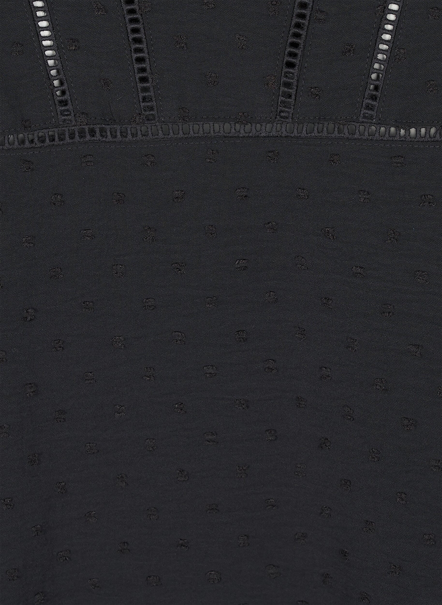 Zizzi Blouse &agrave; manches courtes bouffantes et texture pointelle, Black, Packshot image number 2