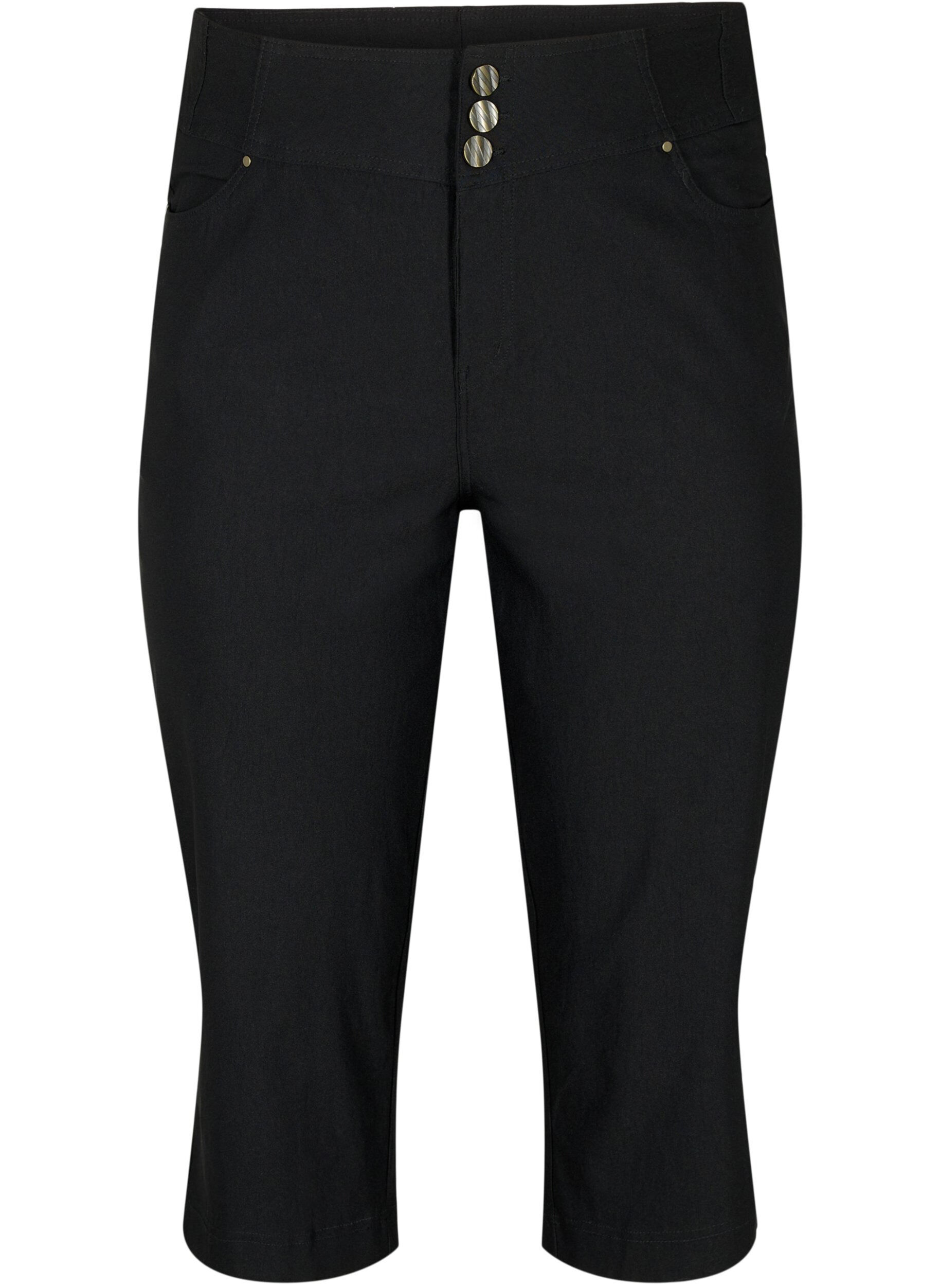 Zizzi Eng anliegende Capri-Hose mit hoher Taille, Black, Packshot image number 0